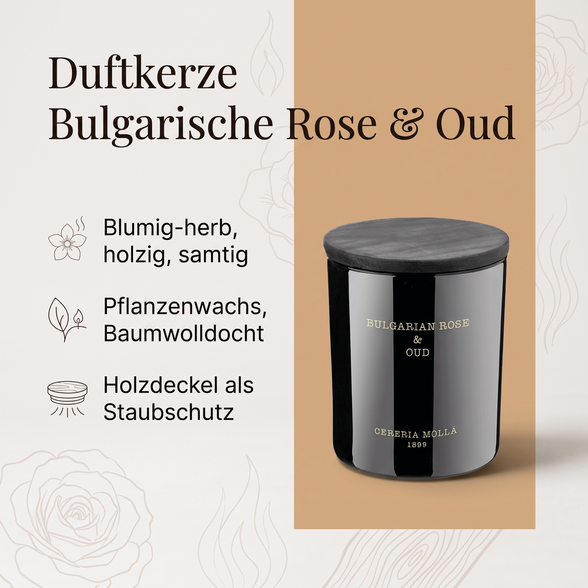 Duftkerze Bulgarische Rose & Oud