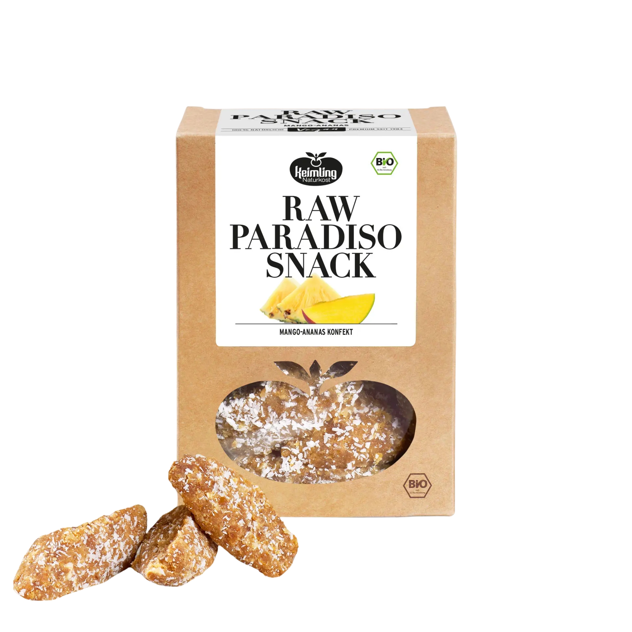 BIO Ananas-Mango-Kokos Konfekt (Raw Paradiso Snack)