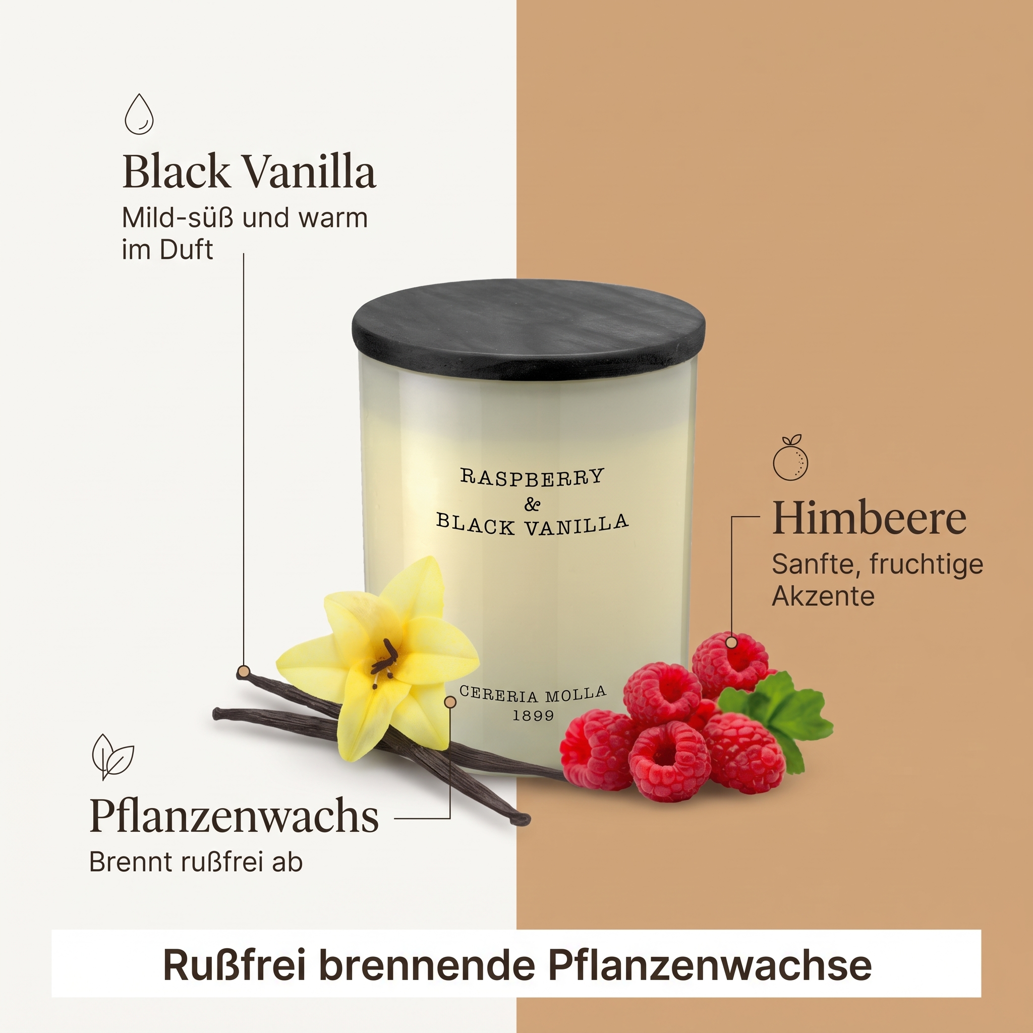 Duftkerze Himbeere & Black Vanilla Duftkerze Himbeere & Black Vanilla