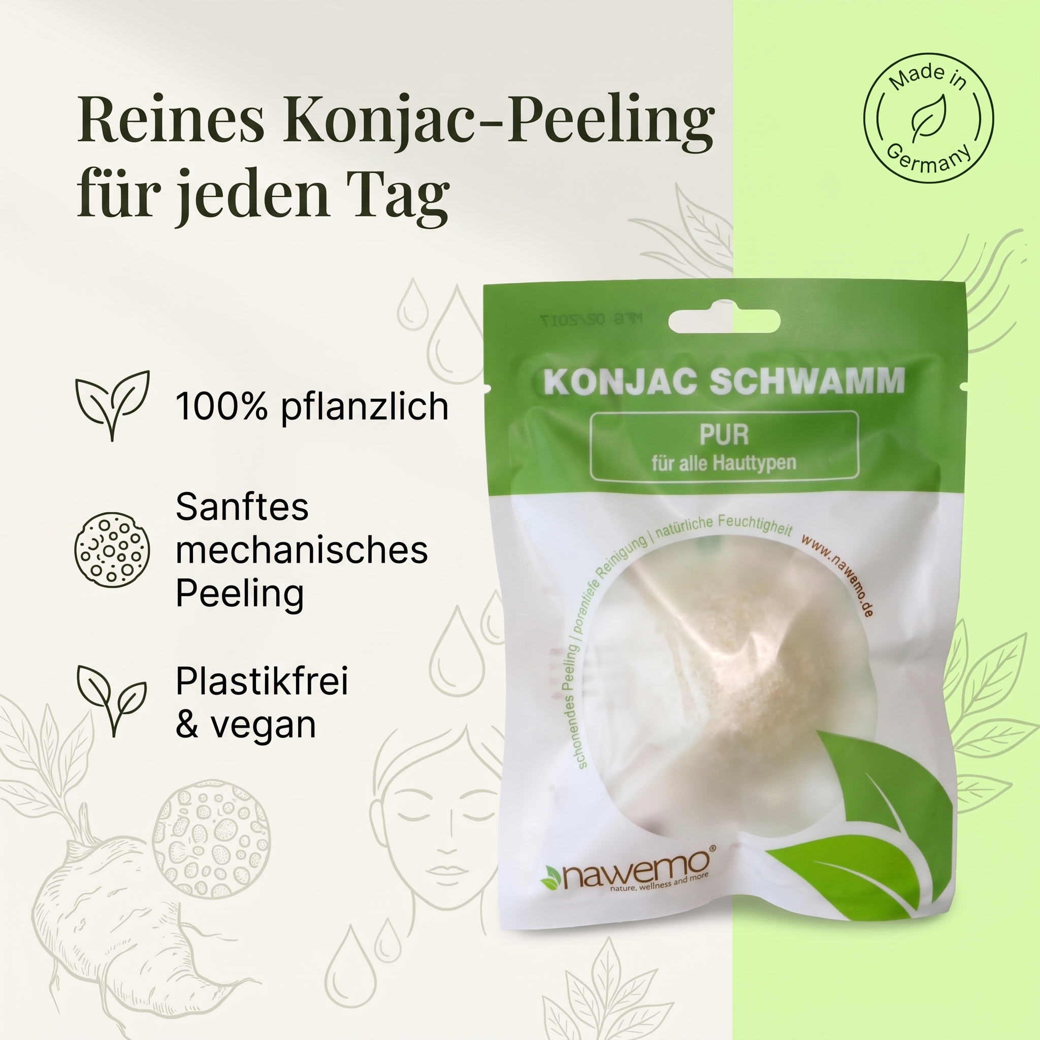 Konjac Schwamm Pur 