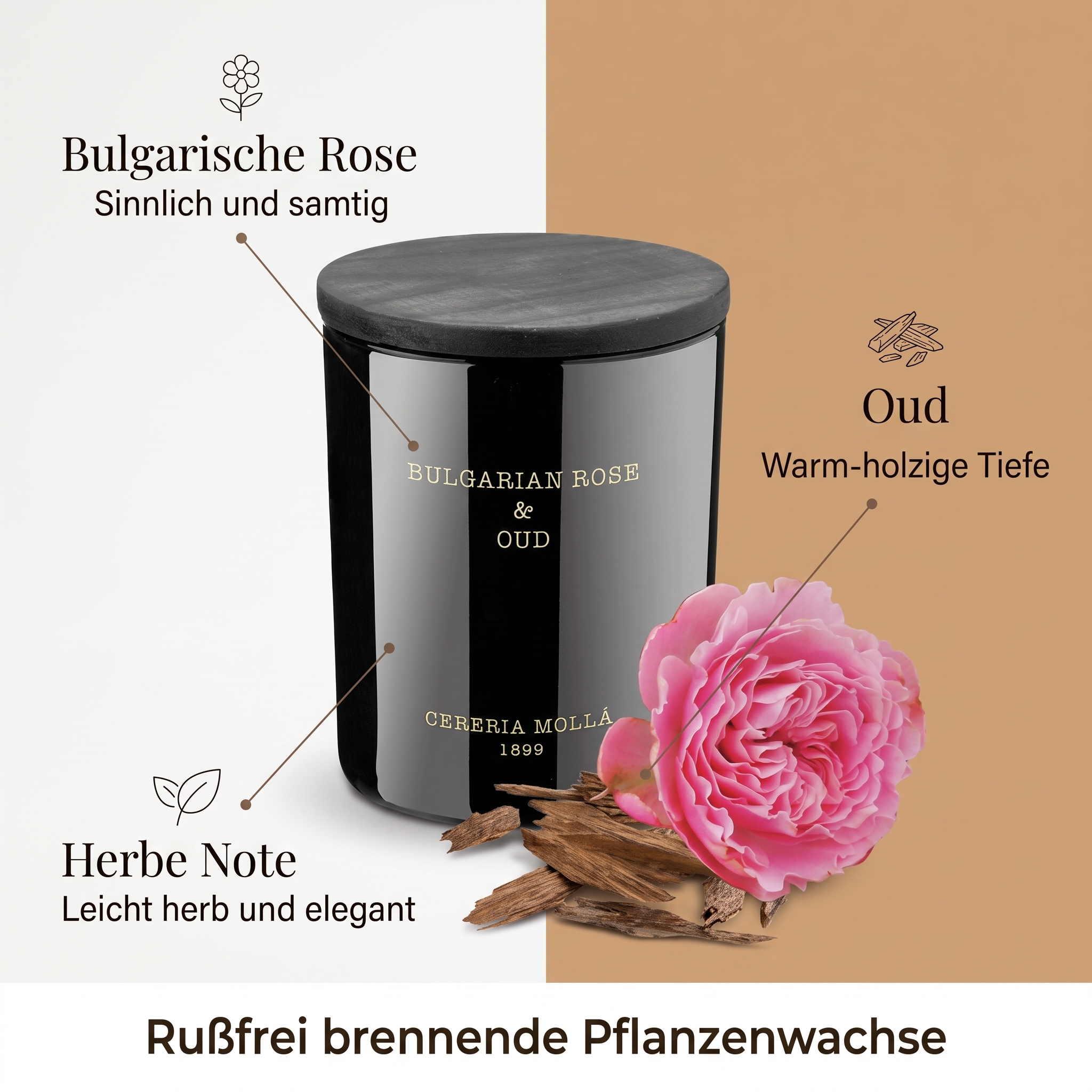 Duftkerze Bulgarische Rose & Oud