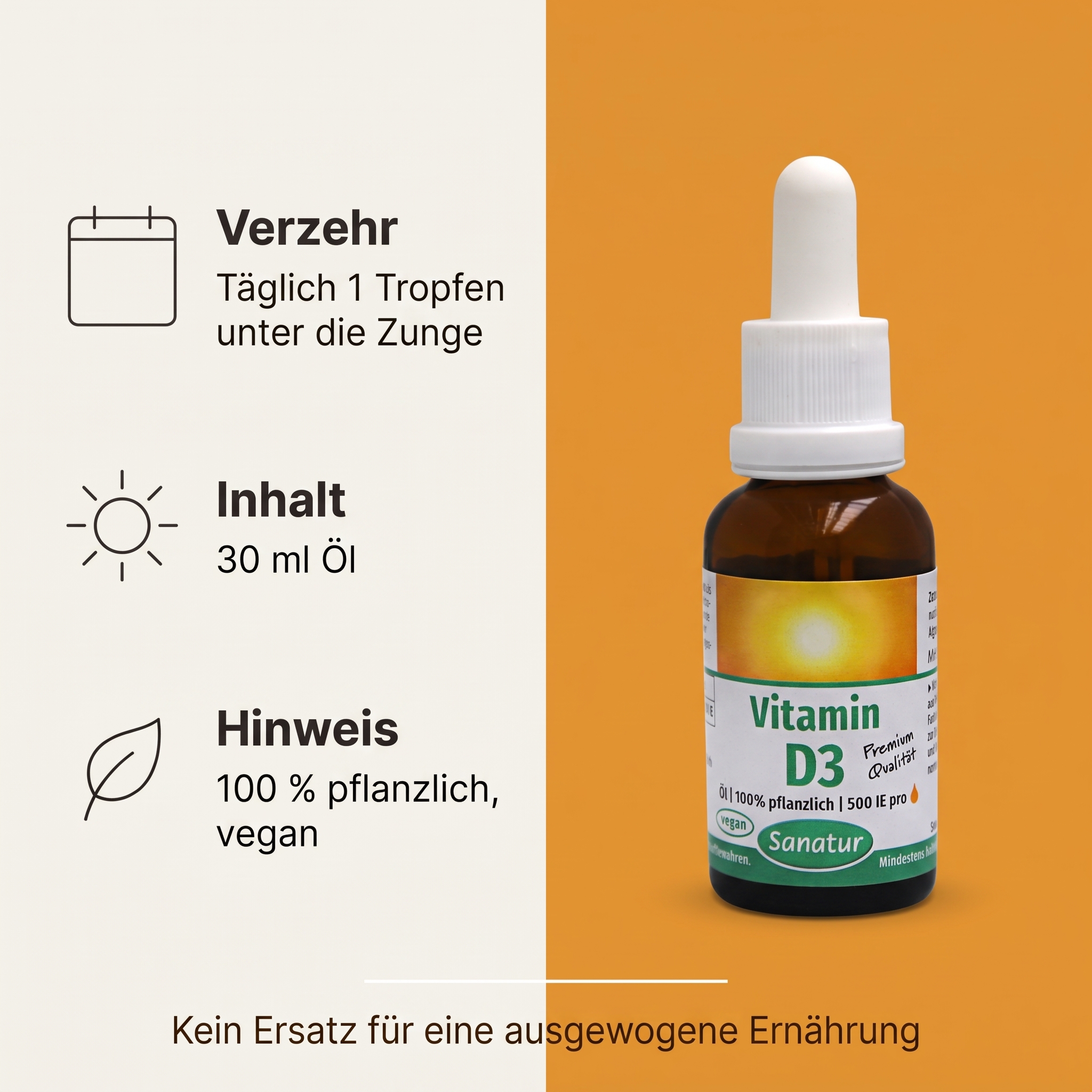 Vitamin D3 Öl 100% pflanzlich 