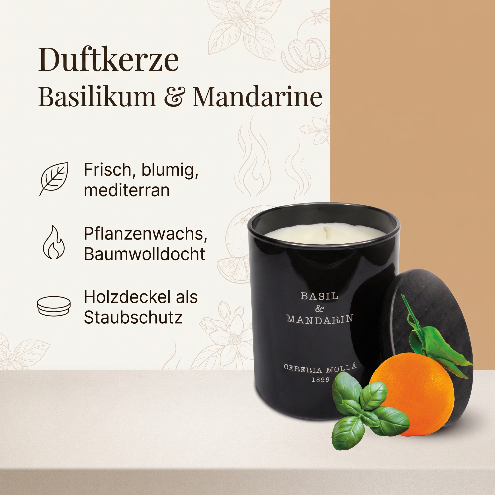 Duftkerze Basilikum & Mandarine 