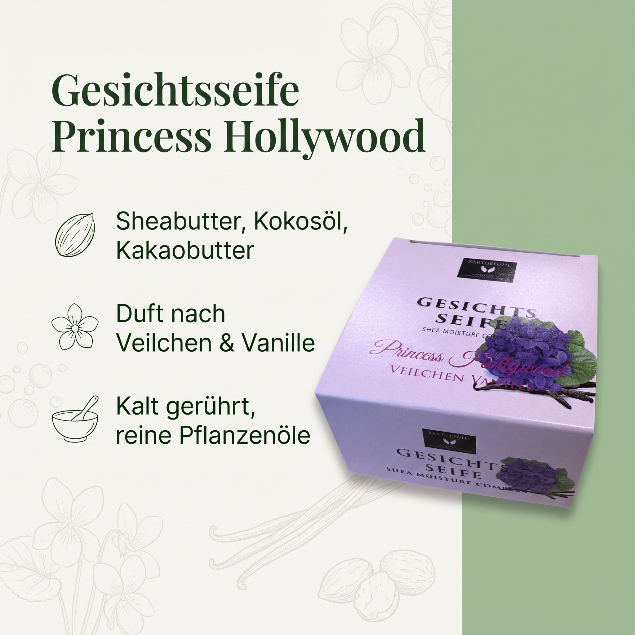 Gesichtsseife Princess Hollywood (Veilchen/Vanille) 