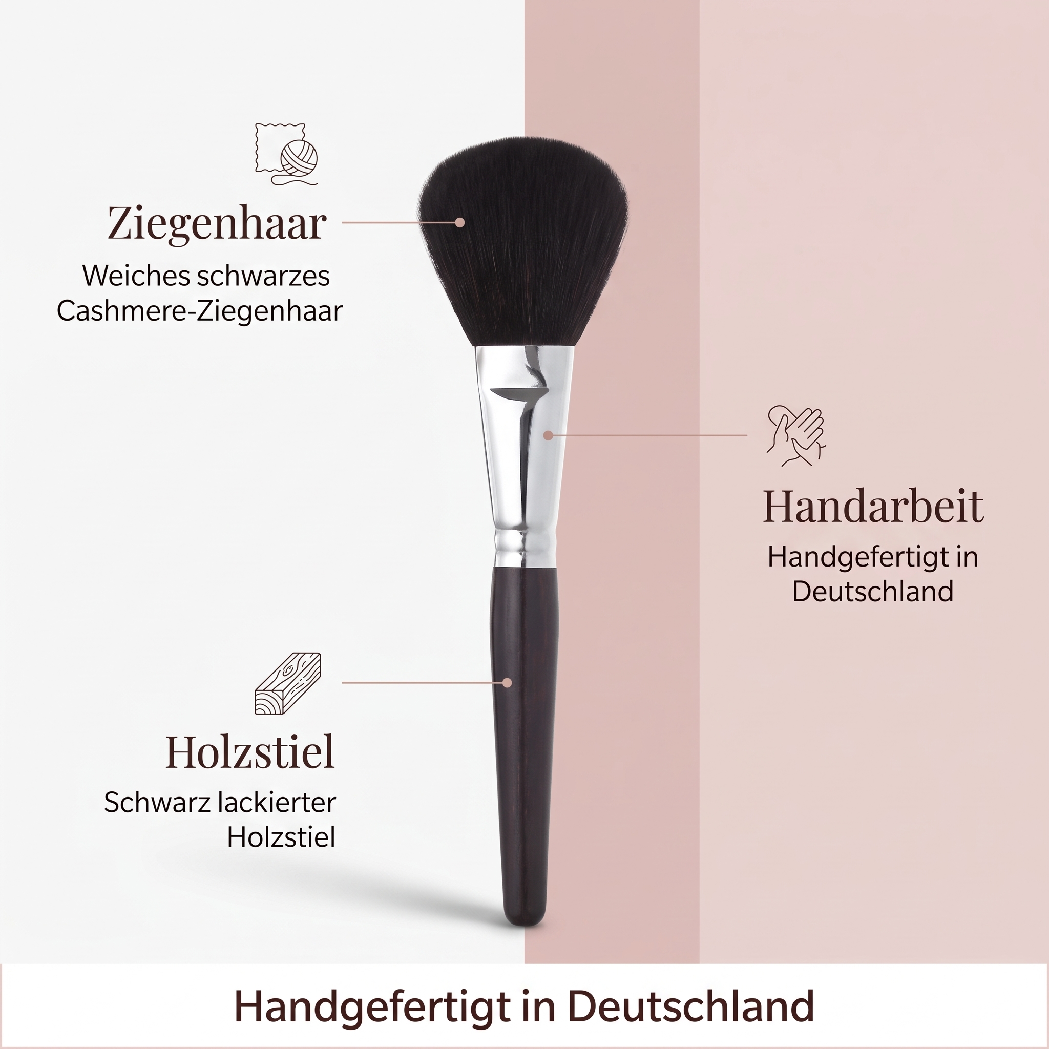 Puder-/Rougepinsel breit aus Cashmere-Ziegenhaar Puder-/Rougepinsel breit aus Cashmere-Ziegenhaar