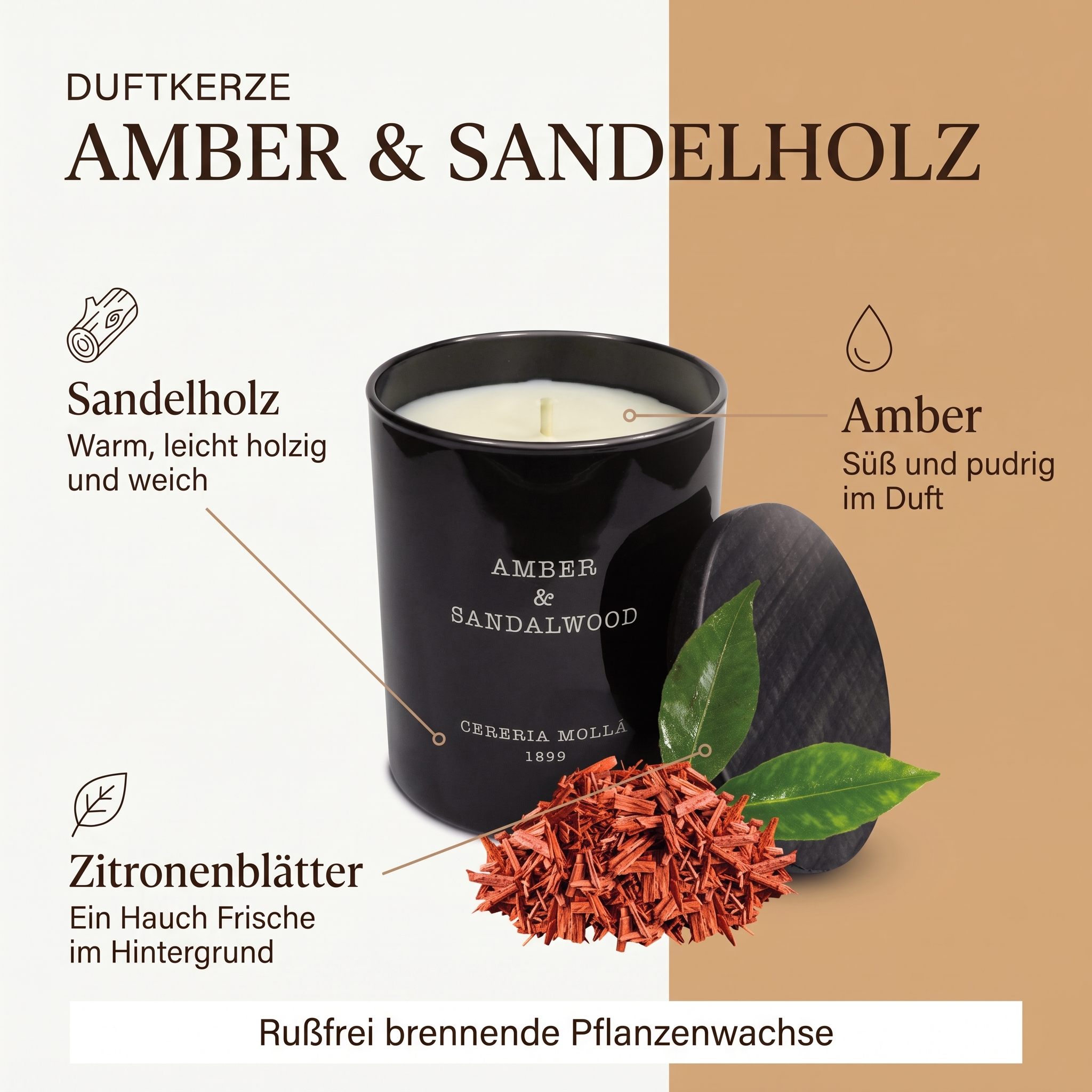 Duftkerze Amber & Sandelholz