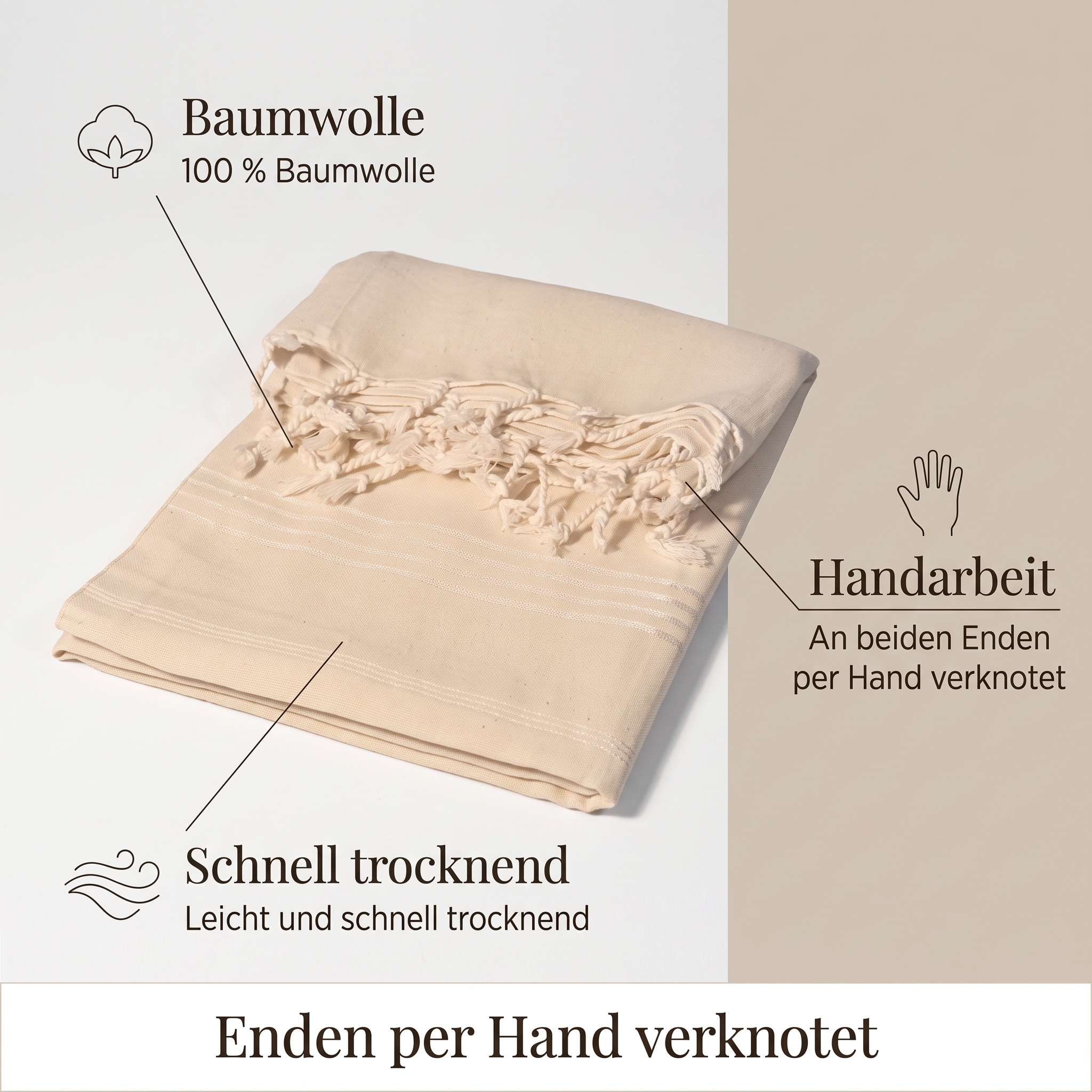 Hamamtuch BW 100x170cm natur