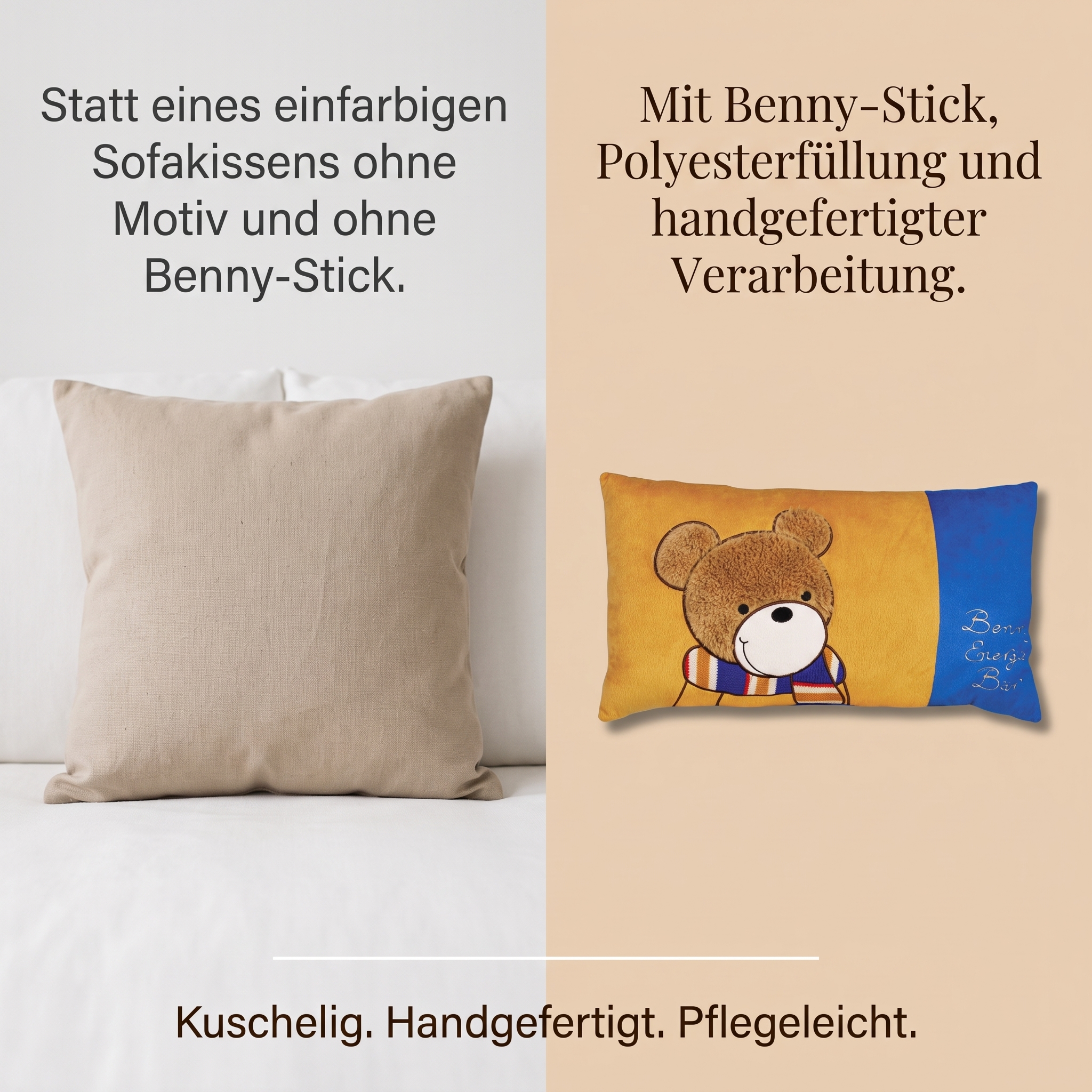 Energie Bär Kissen Benny braun/blau