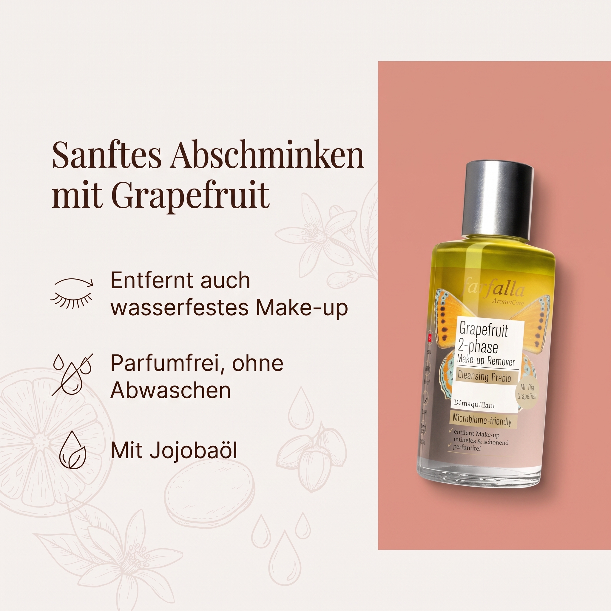 Grapefruit Make-up Entferner 2-Phasen – Cleansing Prebio Grapefruit Make-up Entferner 2-Phasen – Cleansing Prebio