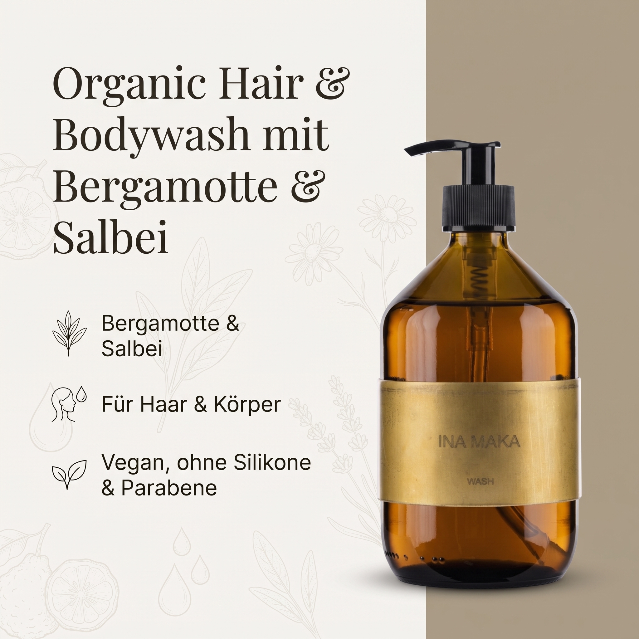 Organic Hair and Bodywash mit Messingmanschette 