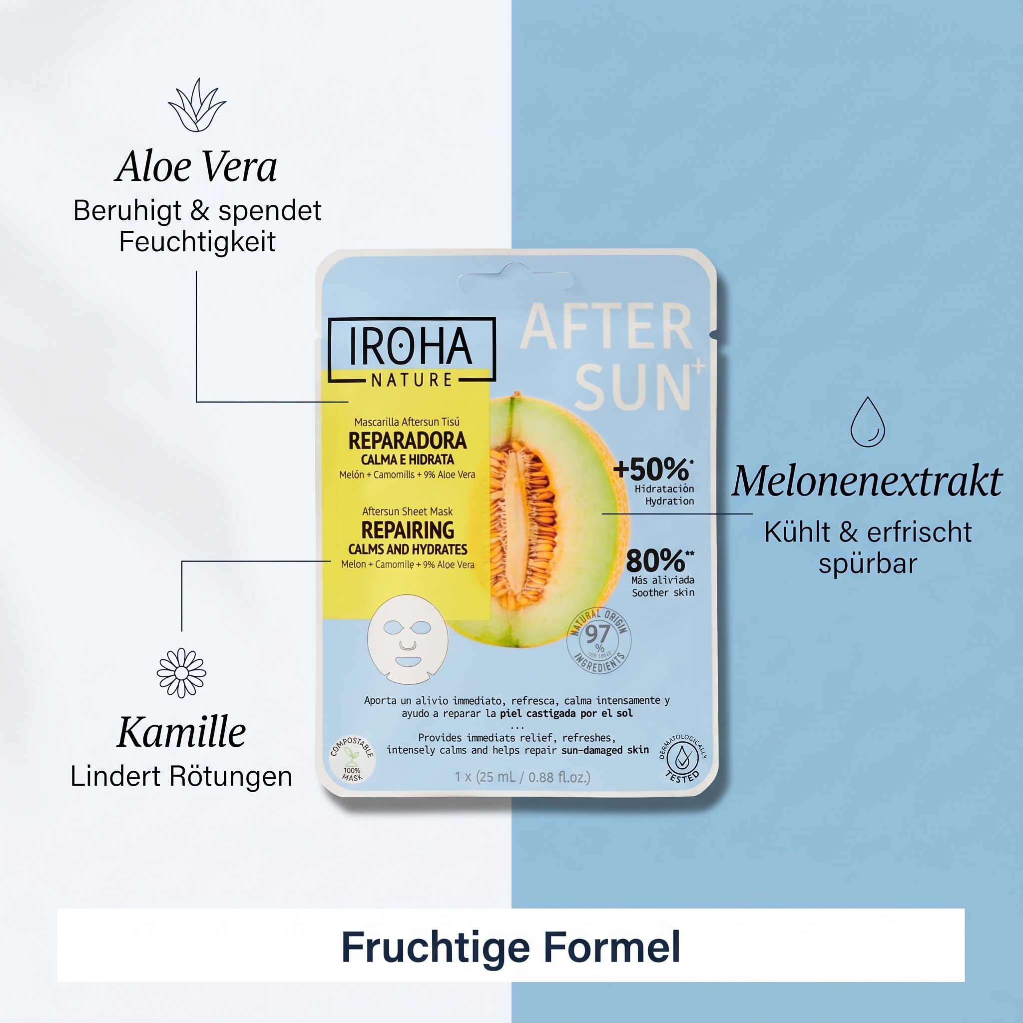 IROHA Vliesmaske After Sun Repairing Calms & Hydrates