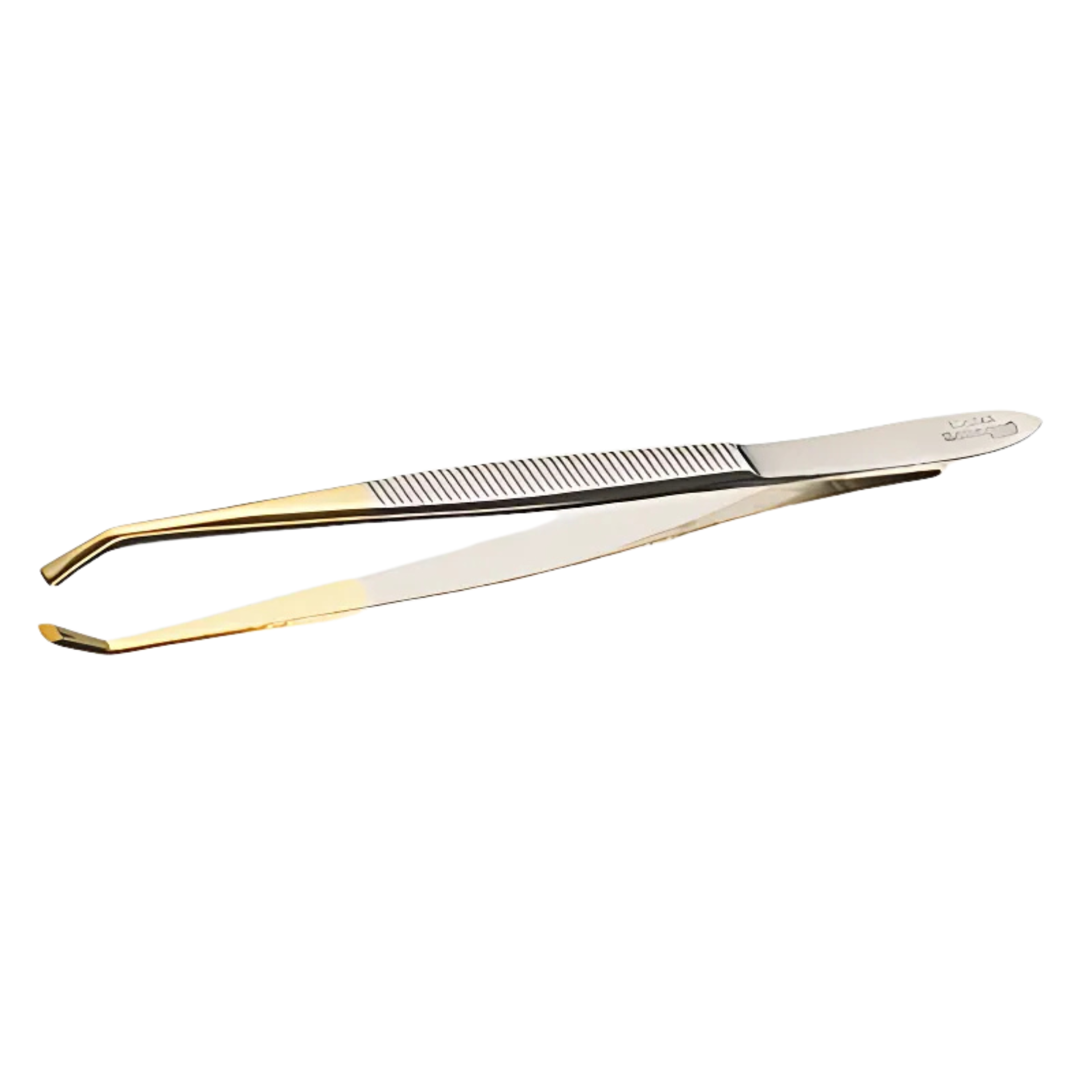 Pinzette abgewinkelt mit Goldspitze