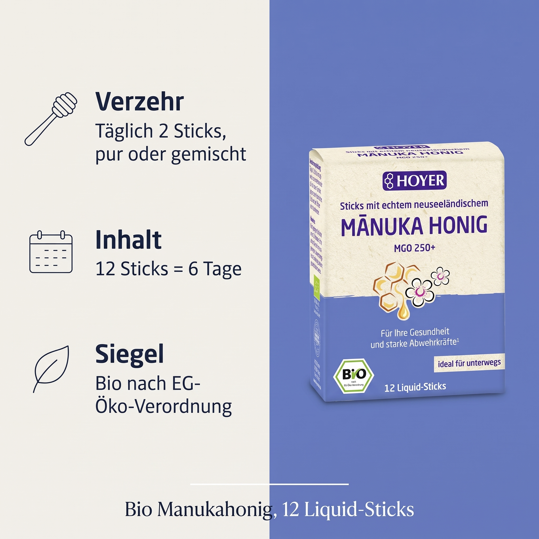 BIO Manukahonig Liquid-Sticks MGO 250+ active