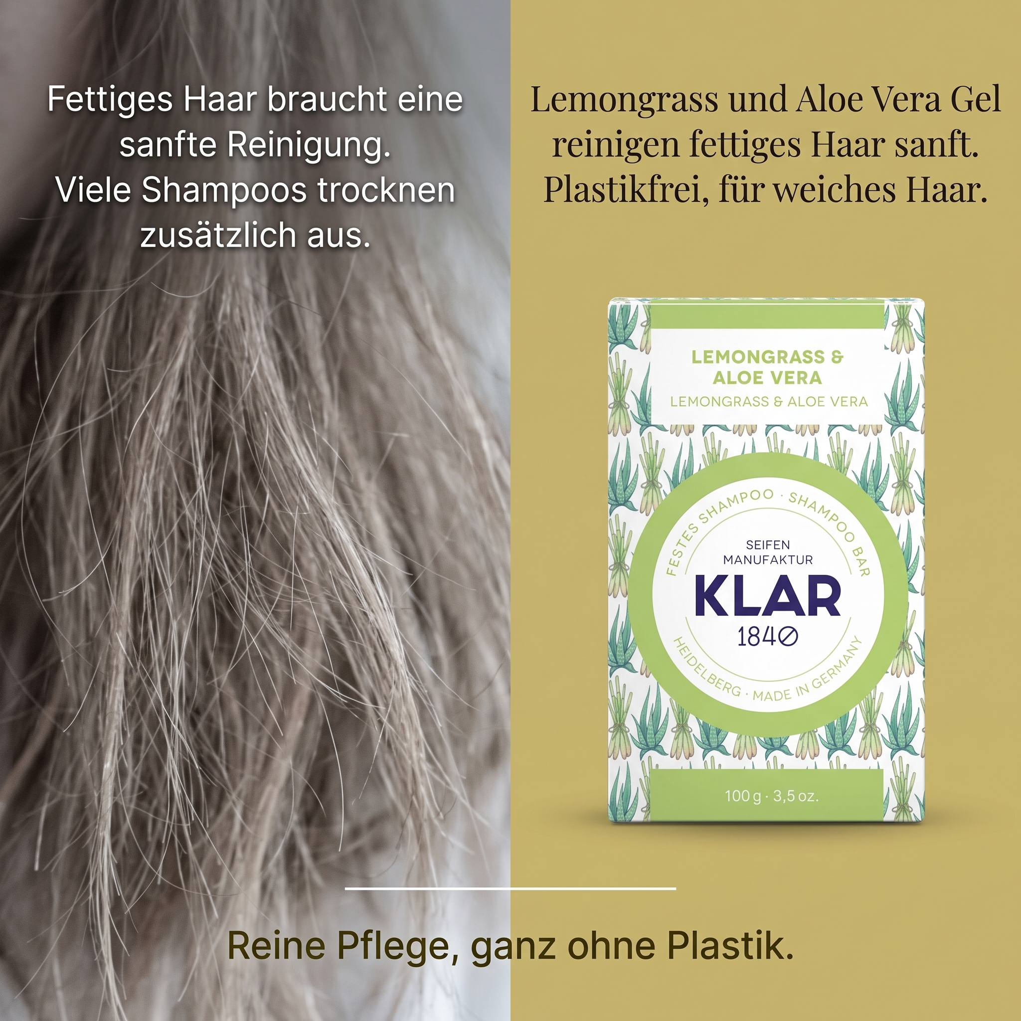 Klar´s festes Shampoo Lemongrass & Aloe Vera Klar´s festes Shampoo Lemongrass & Aloe Vera