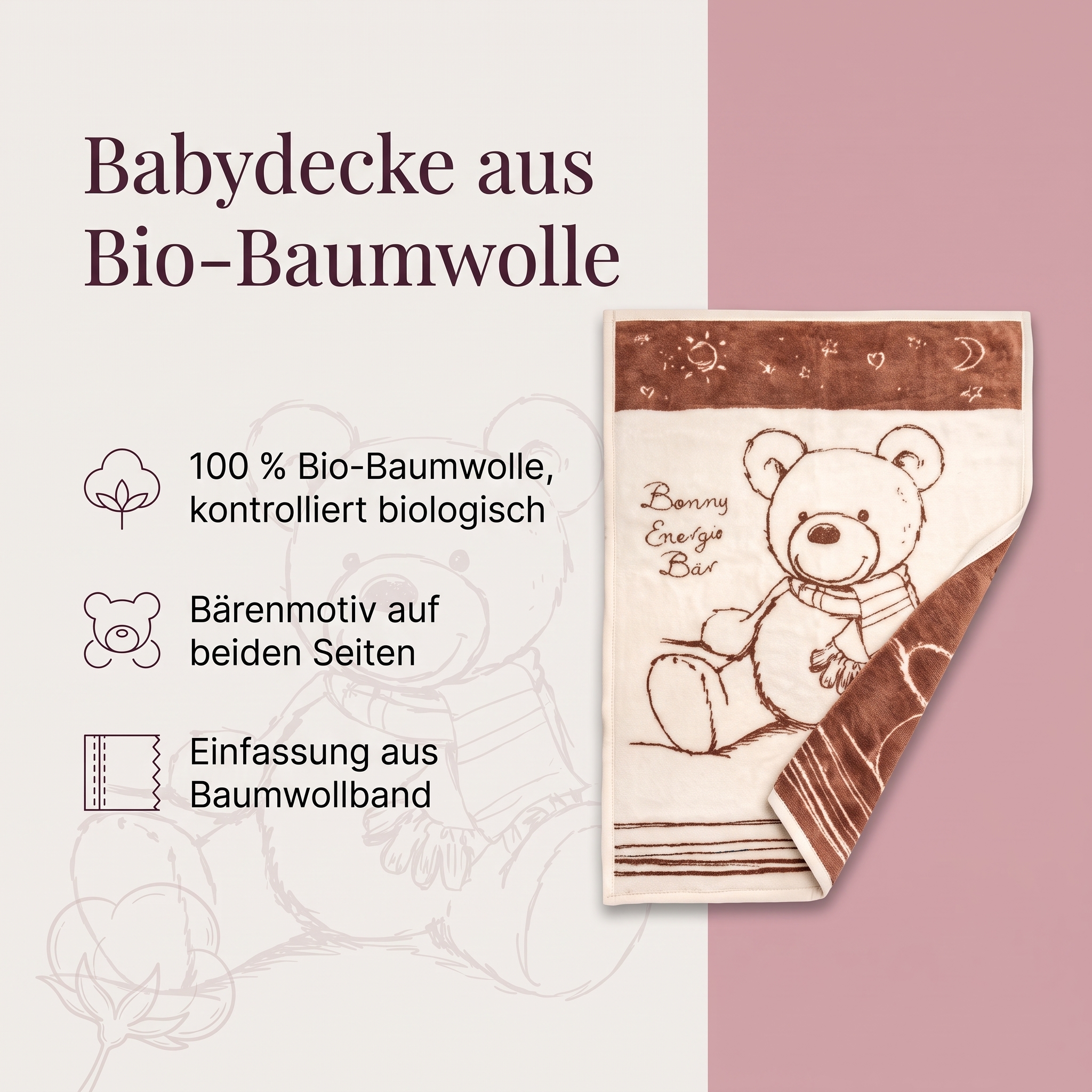Babydecke Bio mit Energie 75x100 cm Babydecke Bio mit Energie 75x100 cm