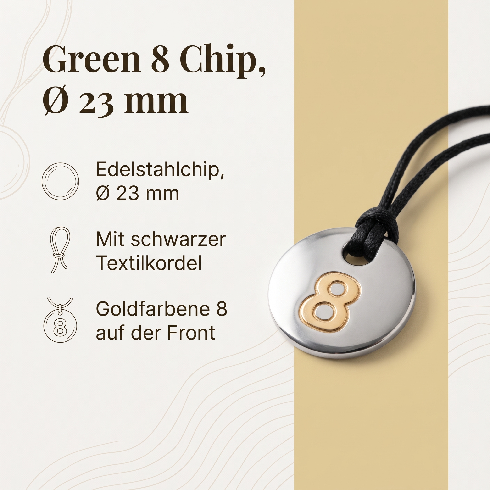 Green 8 Body Harmonizer Premium 5G Edelstahlchip Ø 23mm