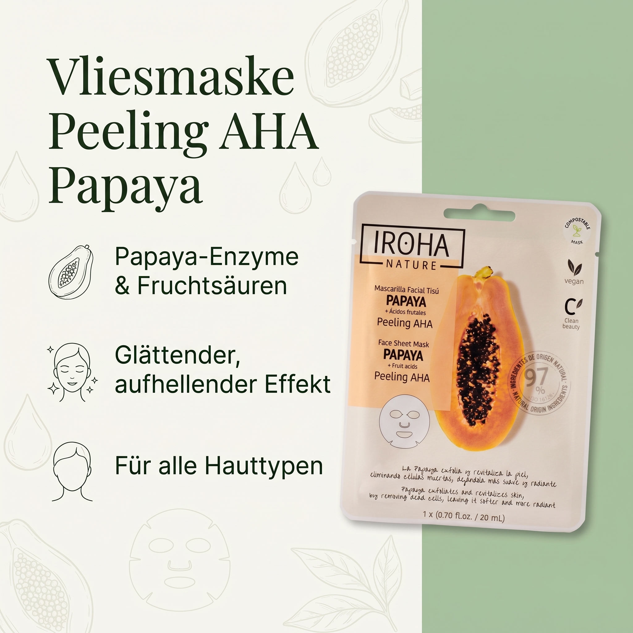 Vliesmaske Peeling AHA Papaya