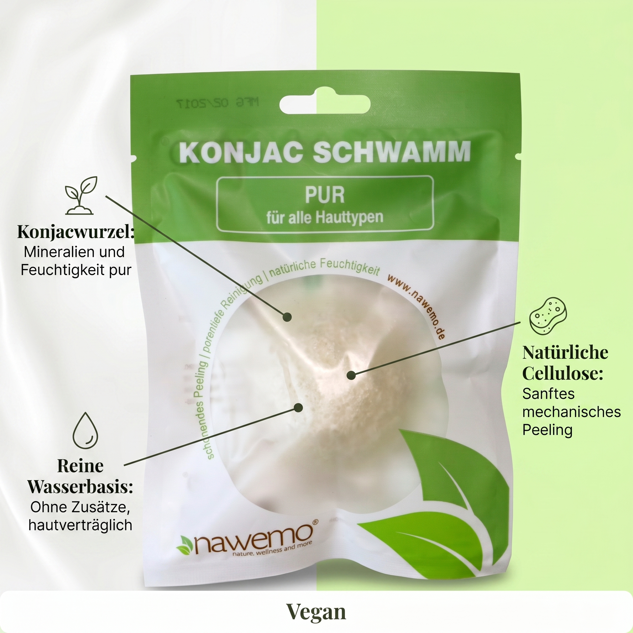 Konjac Schwamm Pur 