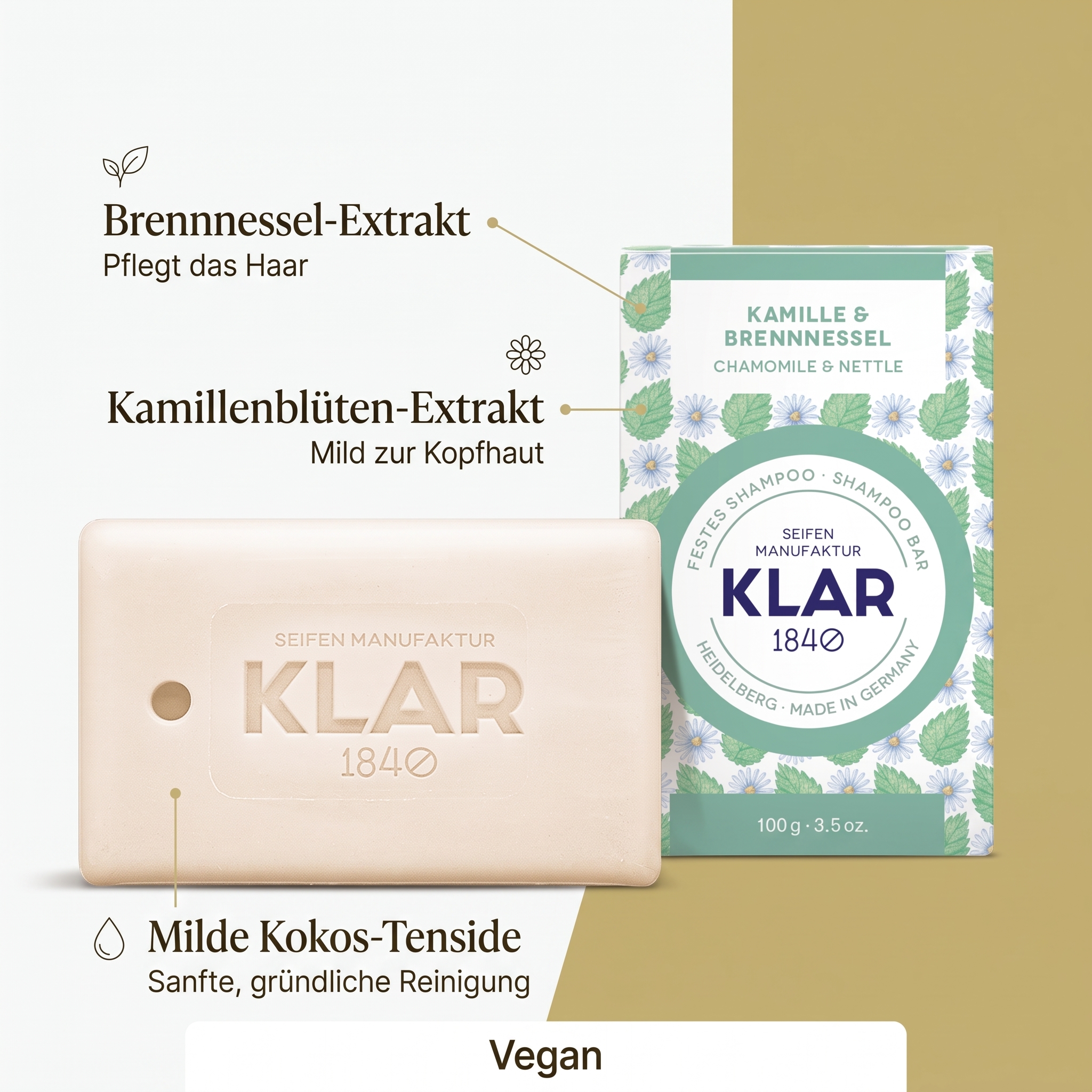 Klar´s festes Shampoo Kamille & Brennessel Klar´s festes Shampoo Kamille & Brennessel