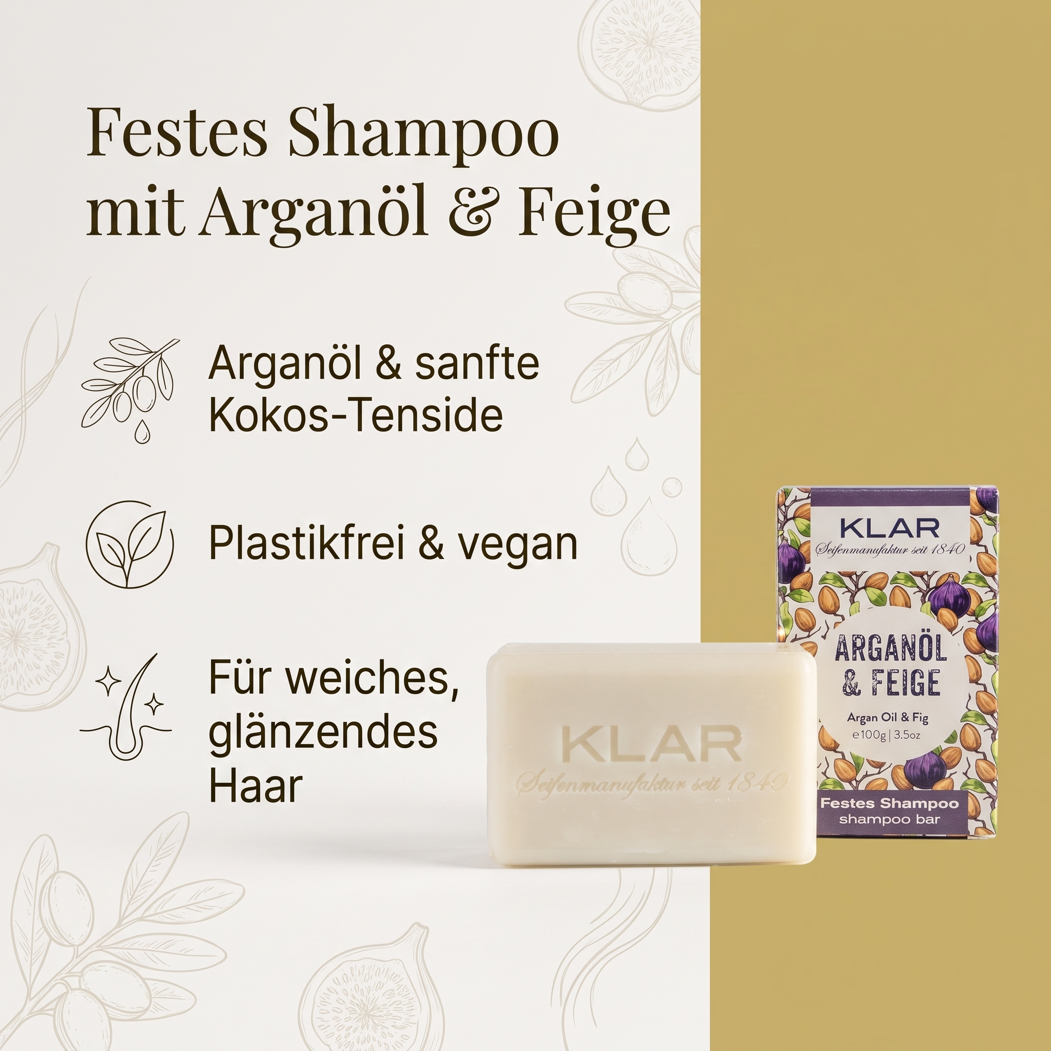 Klar´s festes Shampoo Argan & Feige Klar´s festes Shampoo Argan & Feige