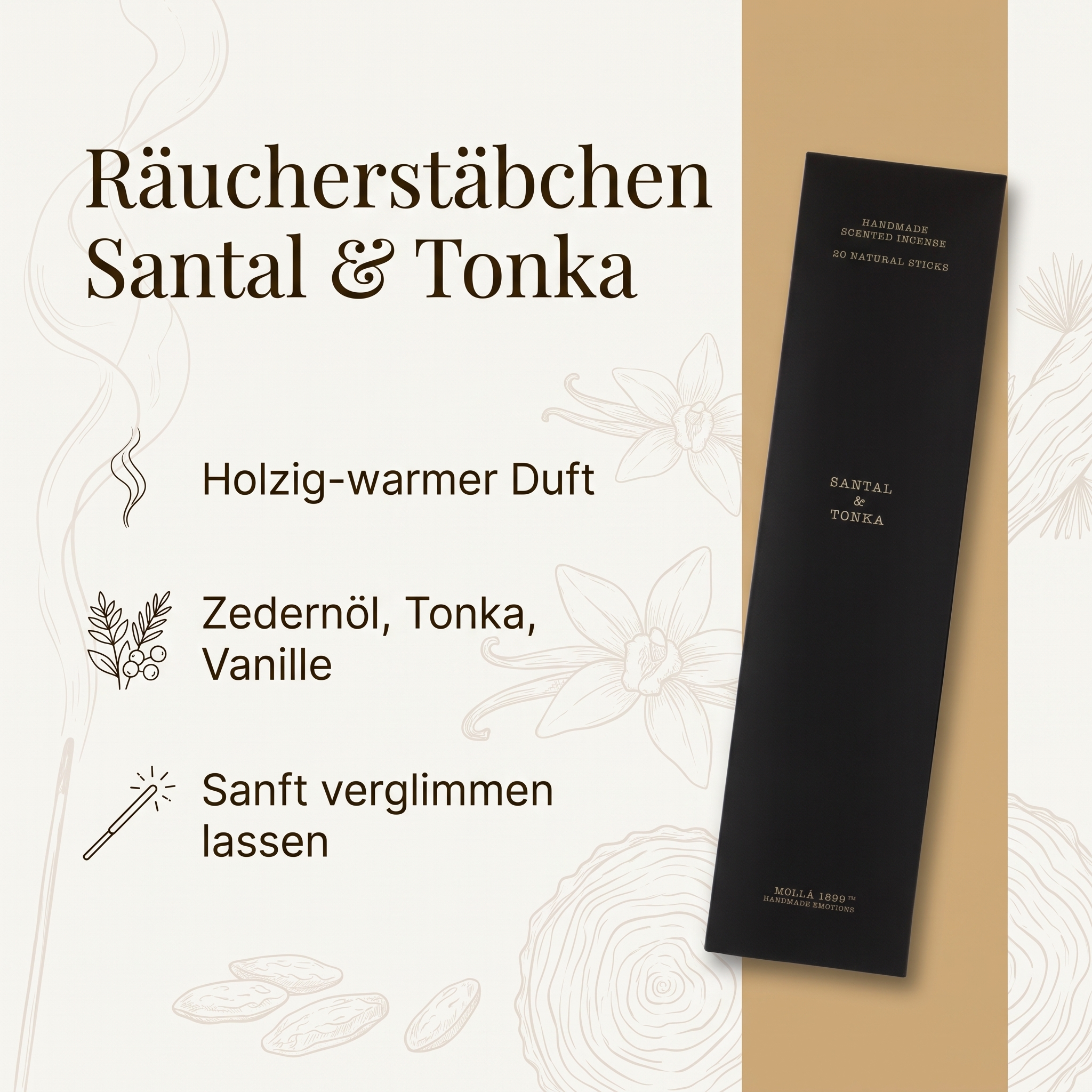 Räucherstäbchen Santal & Tonka 