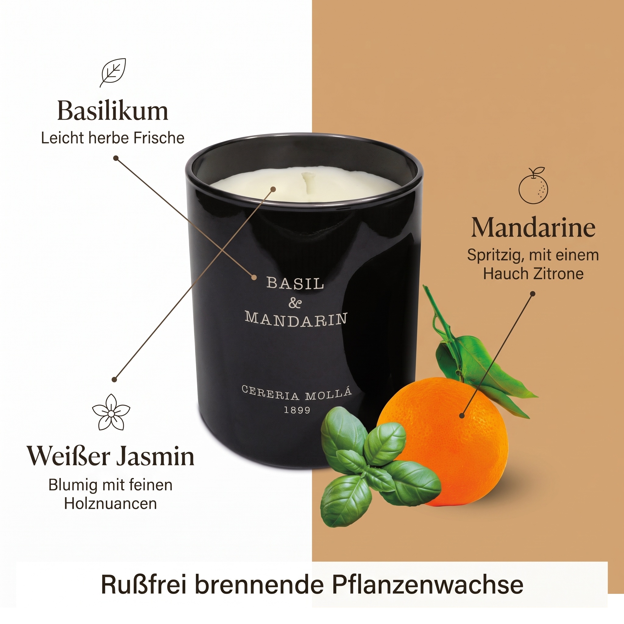 Duftkerze Basilikum & Mandarine 