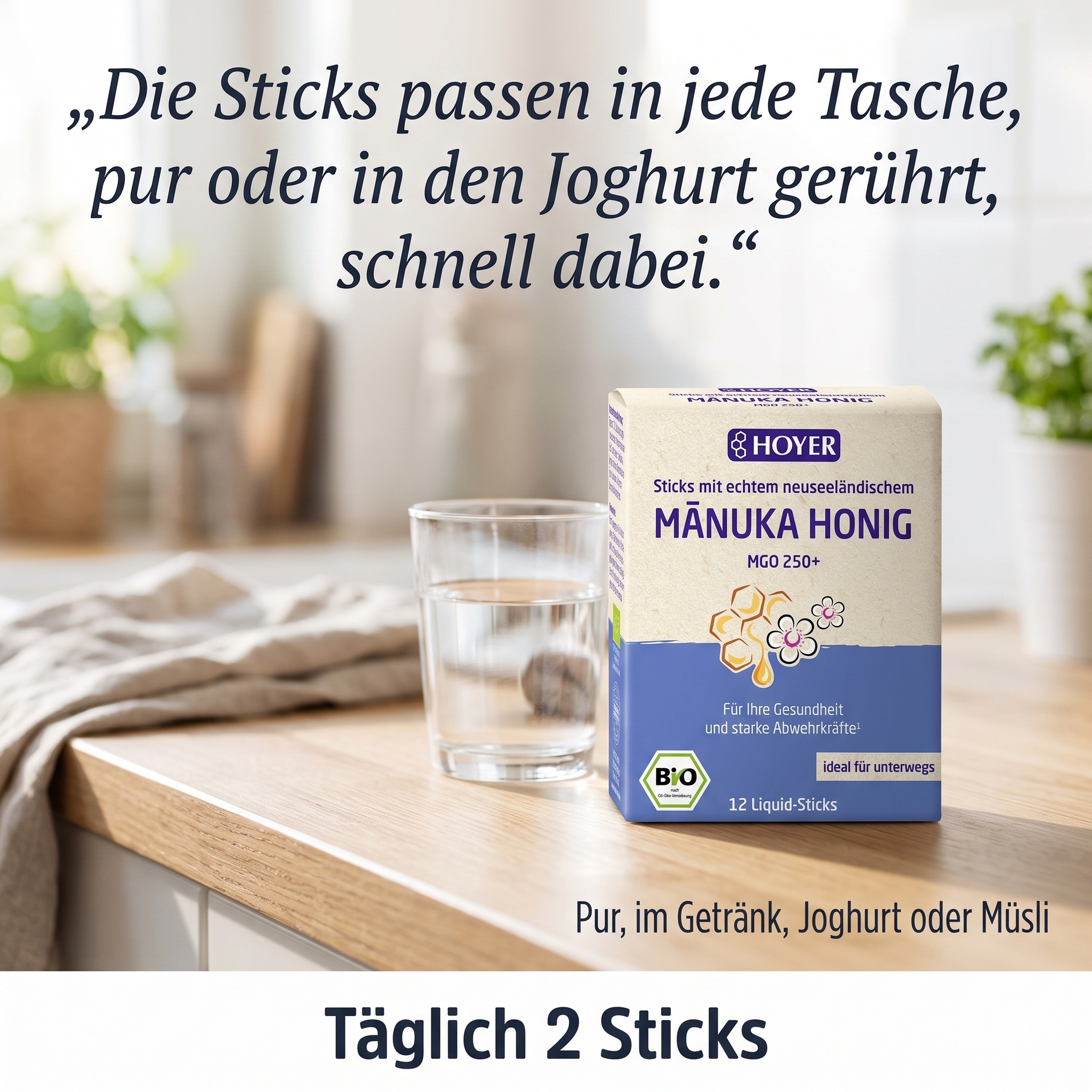 BIO Manukahonig Liquid-Sticks MGO 250+ active