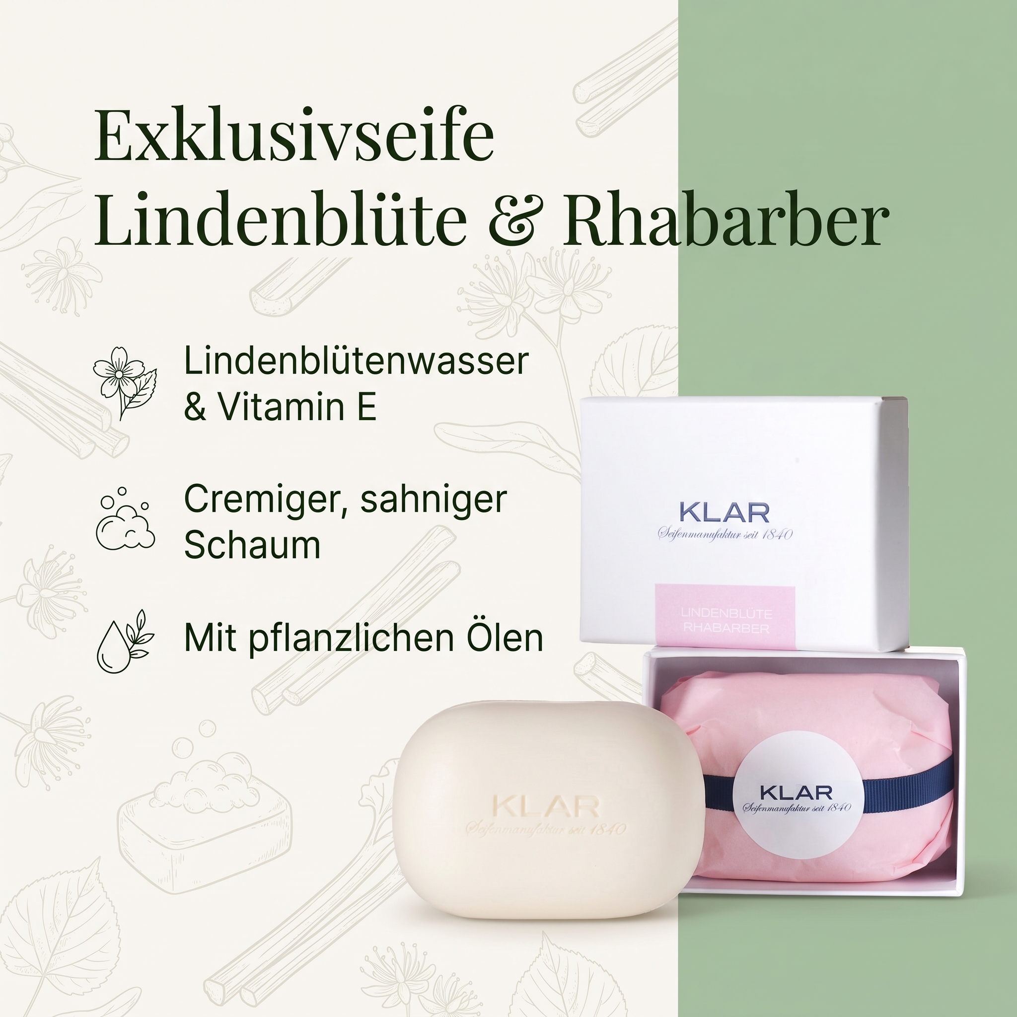 Klar´s Exklusivseife Lindenblüte & Rhabarber