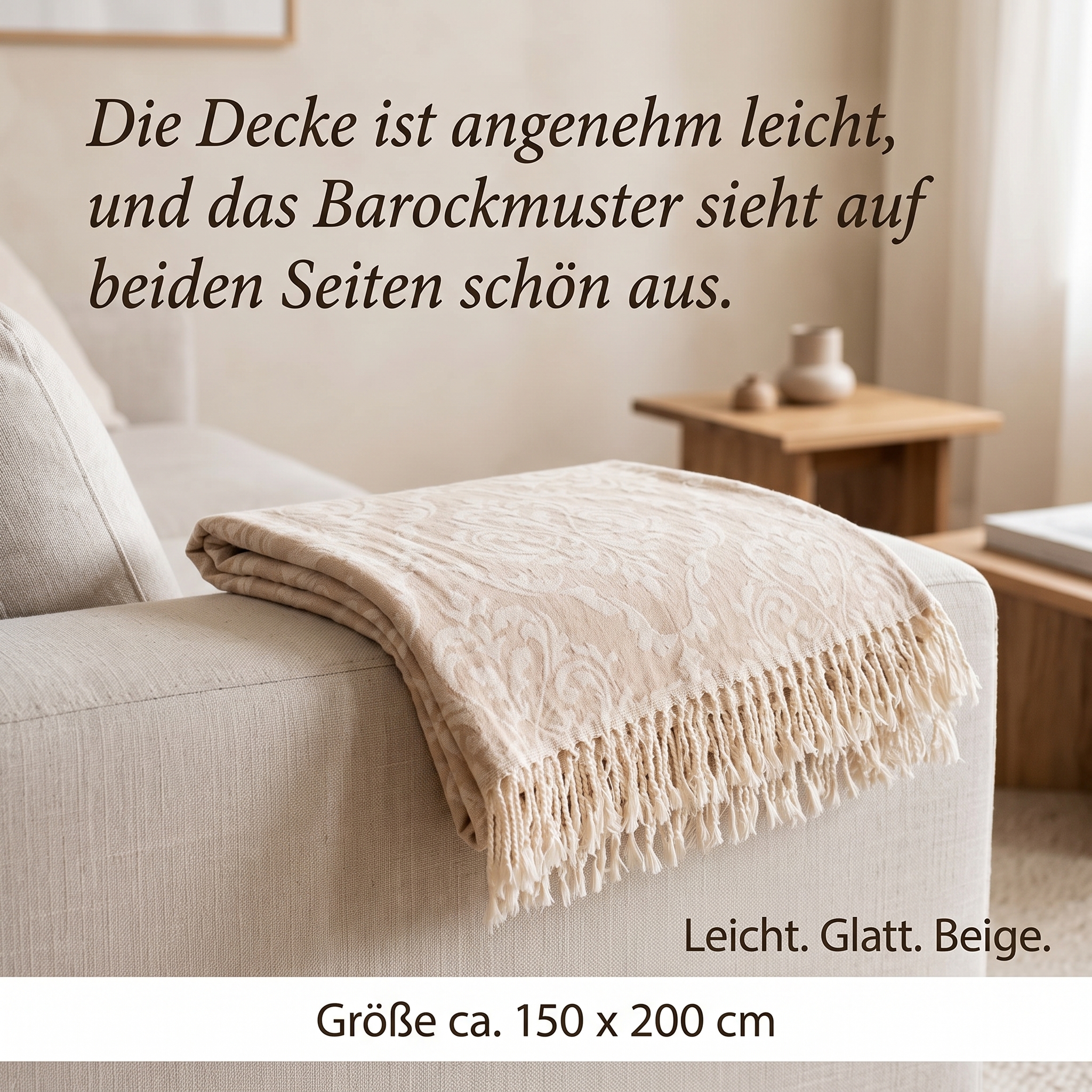 Tagesdecke Barock Single beige ca. 150 x 200cm Tagesdecke Barock Single beige ca. 150 x 200cm