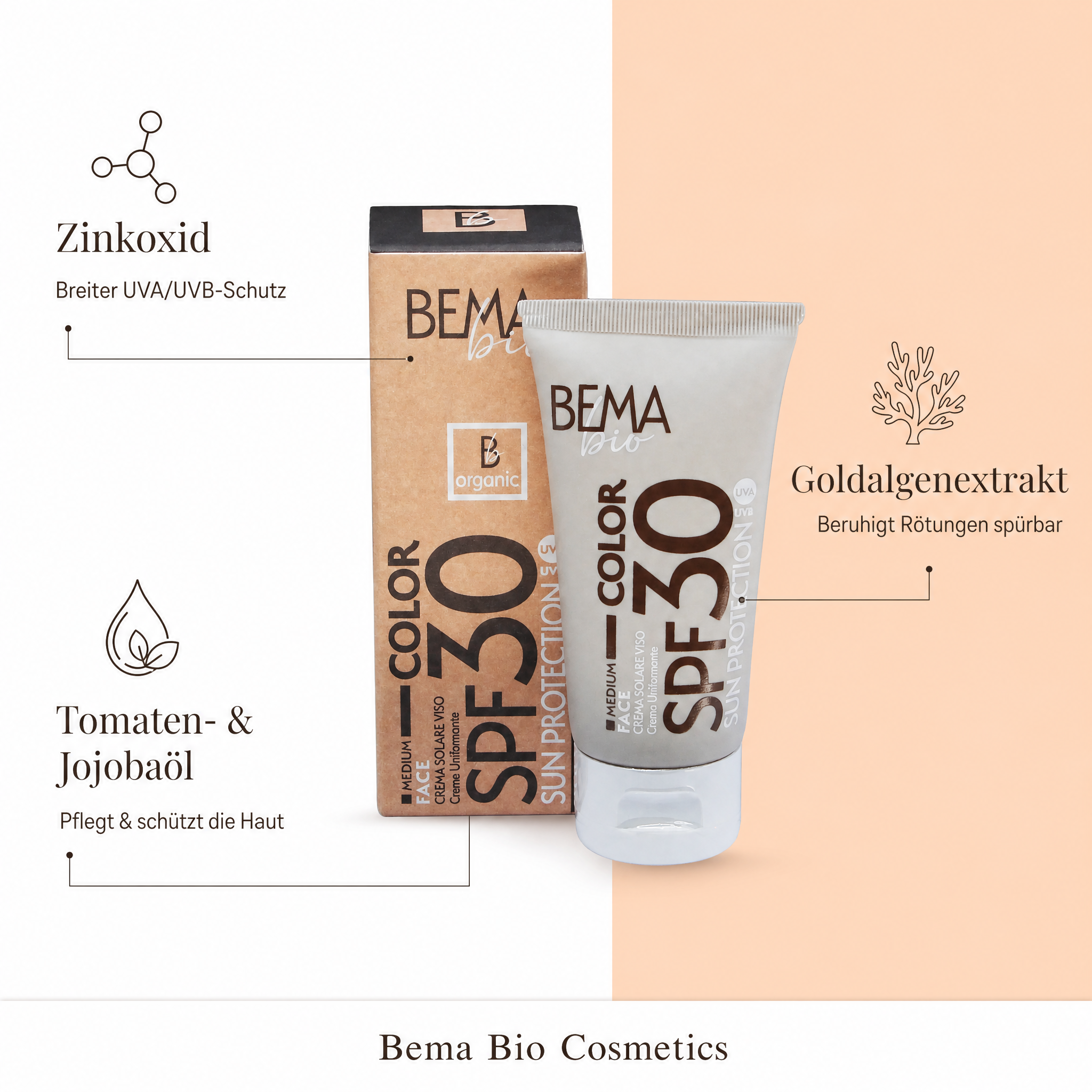 Getönte Sonnencreme SPF 30 Crema Solare bio