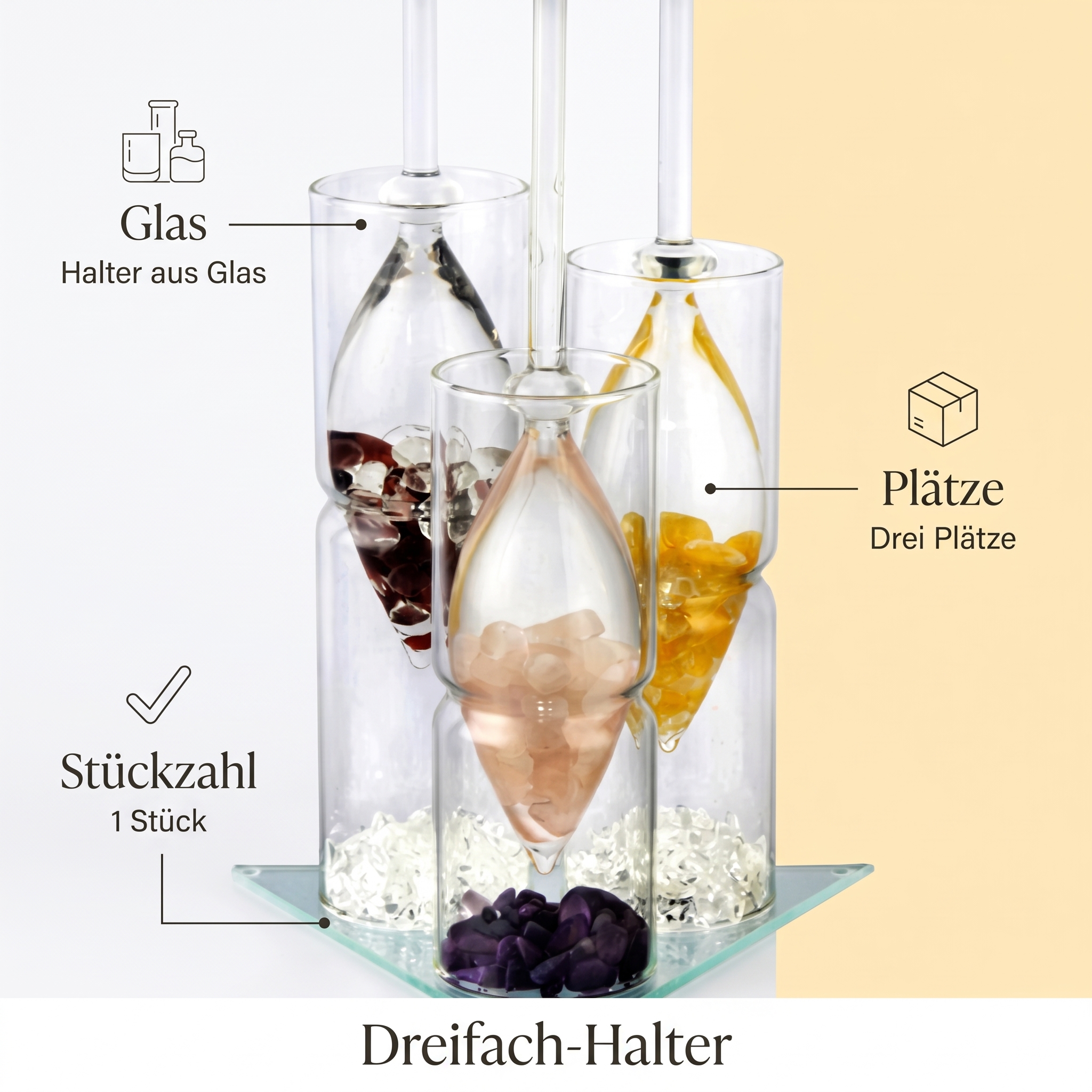 Halter 3-fach aus Glas 