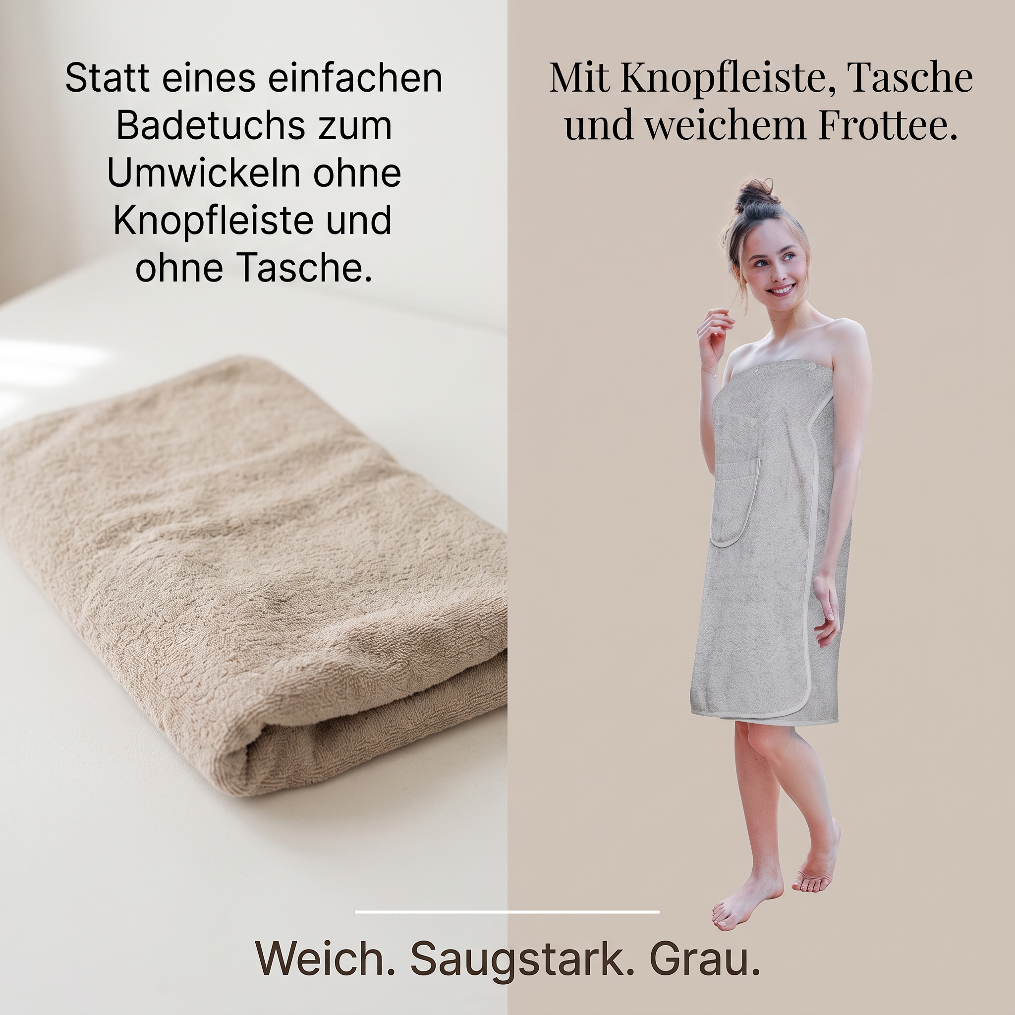 Sauna-Kilt Damen Gr. 80x140cm - Neue Farbe: grau Sauna-Kilt Damen Gr. 80x140cm - Neue Farbe: grau