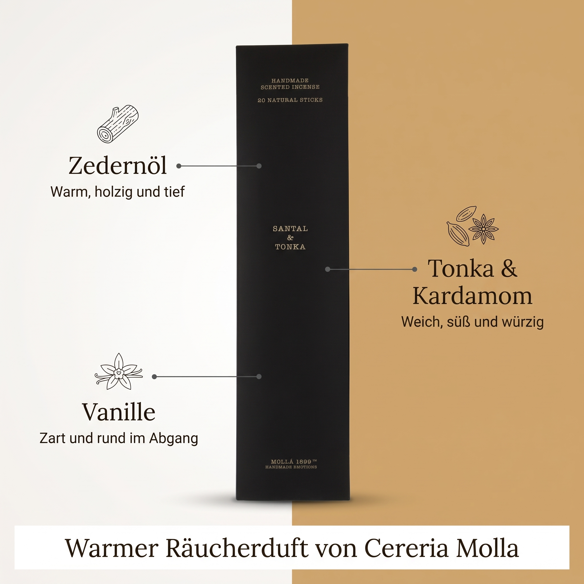Räucherstäbchen Santal & Tonka 