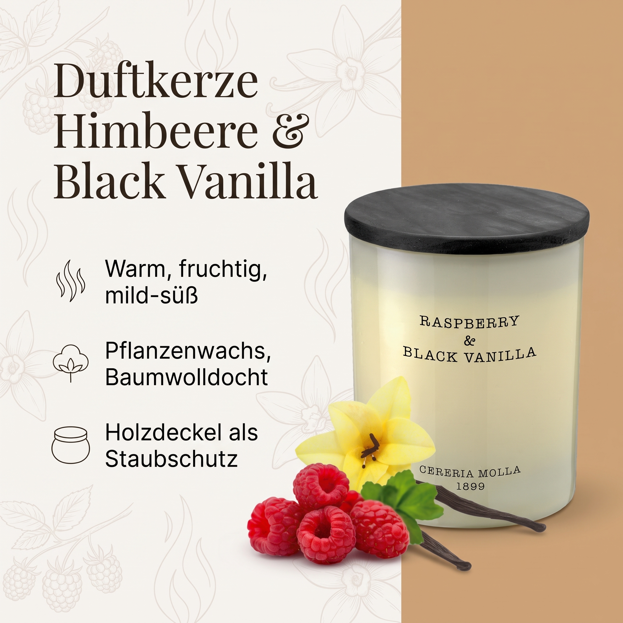 Duftkerze Himbeere & Black Vanilla Duftkerze Himbeere & Black Vanilla
