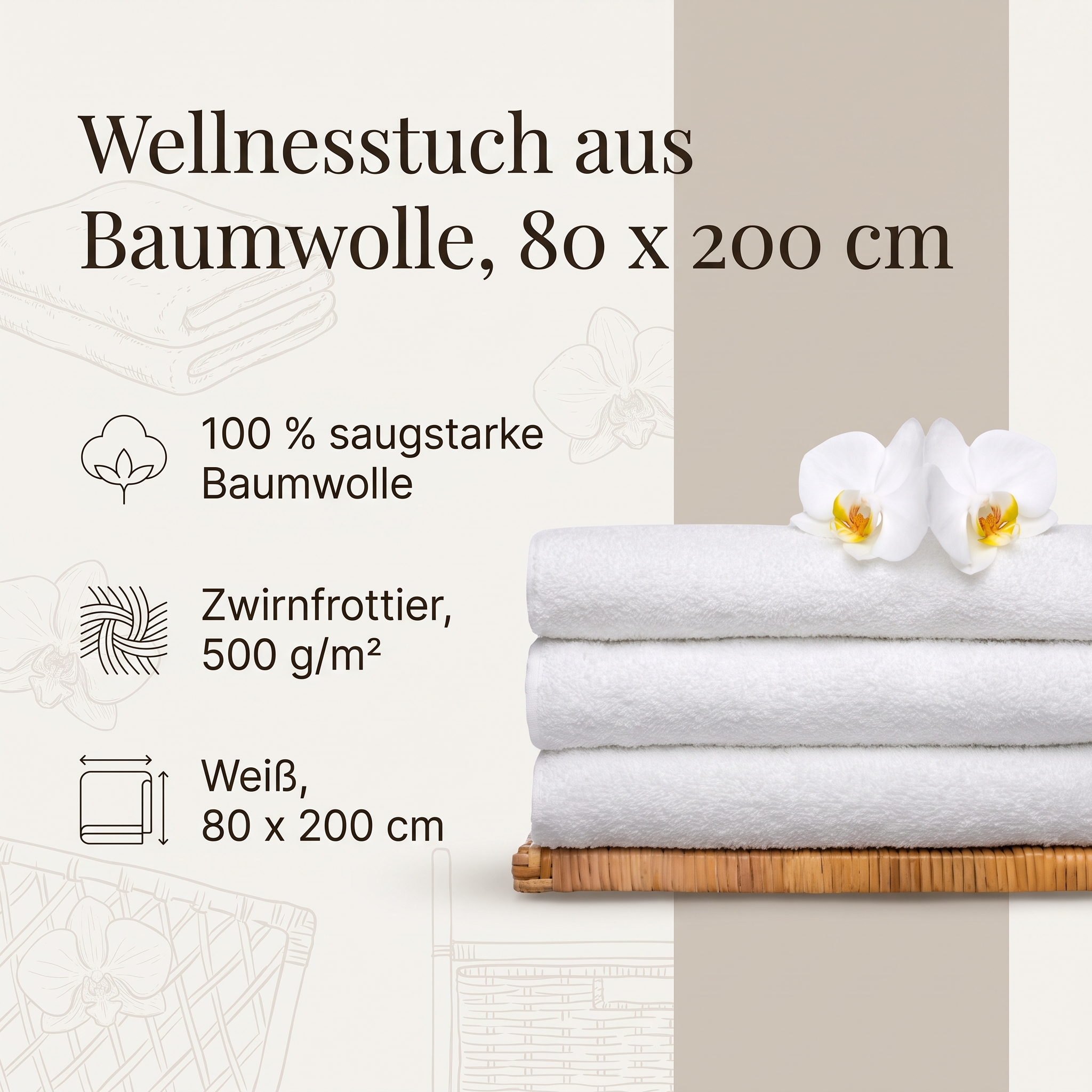 Wellnesstuch 80x200cm weiß Wellnesstuch 80x200cm weiß