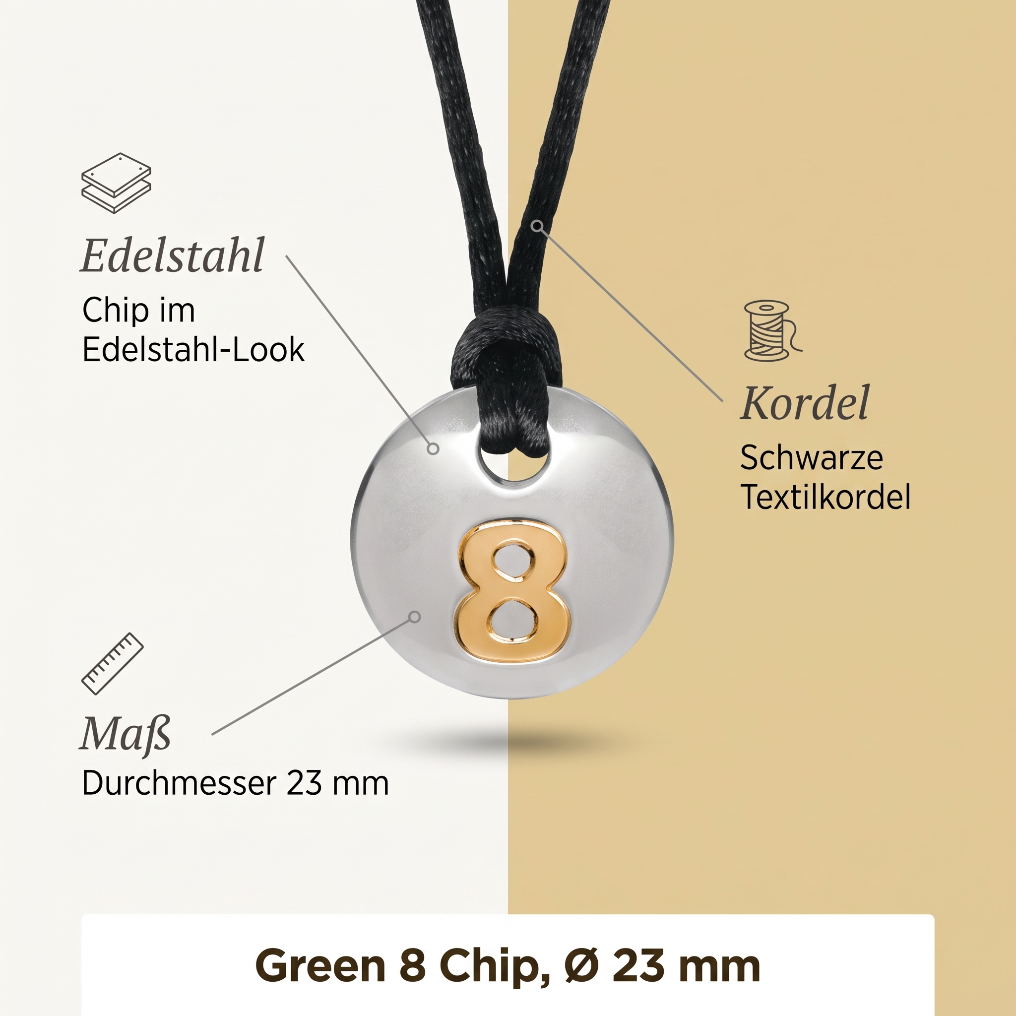 Green 8 Body Harmonizer Premium 5G Edelstahlchip Ø 23mm
