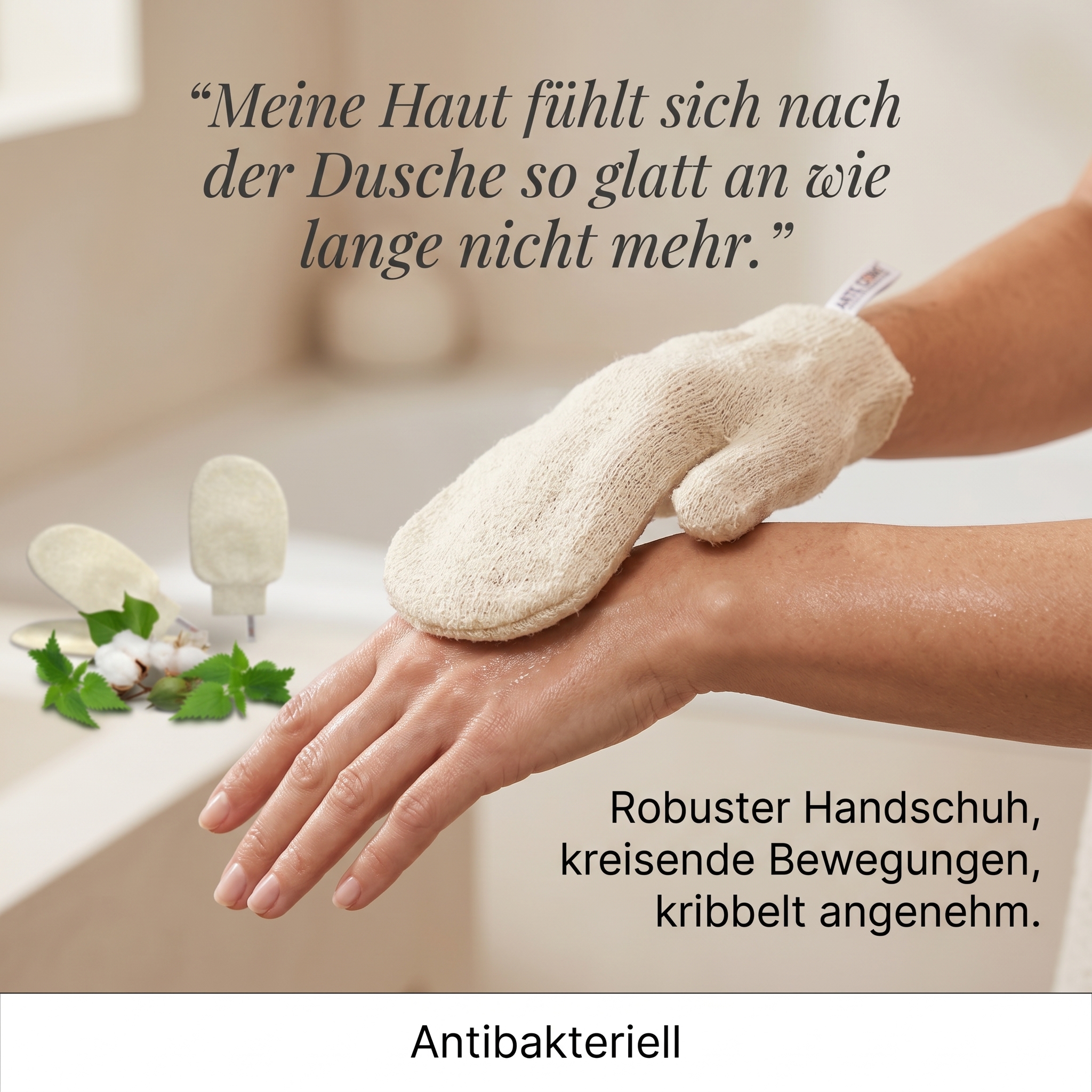 Pflegehandschuh mit Brennnesselfasern