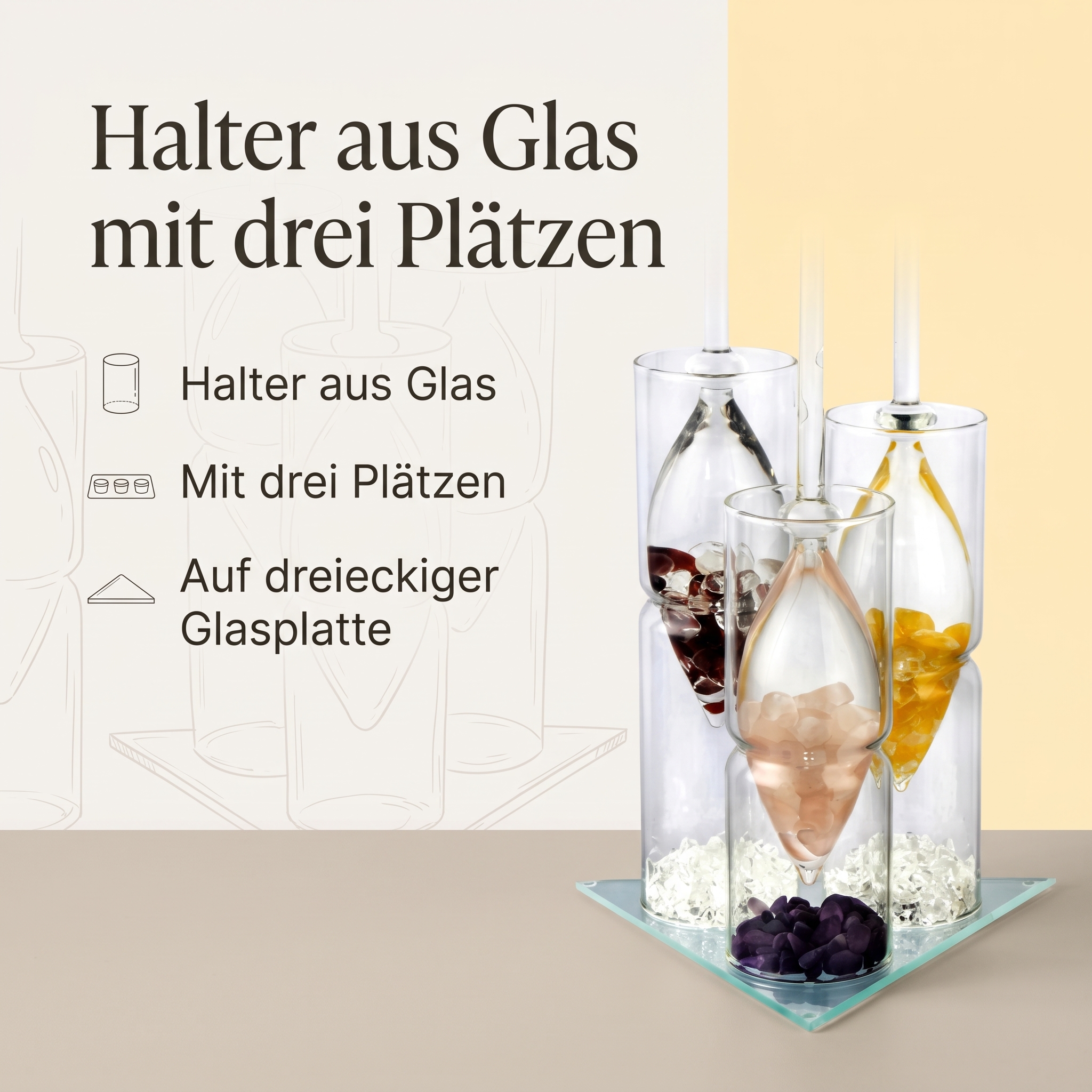 Halter 3-fach aus Glas 