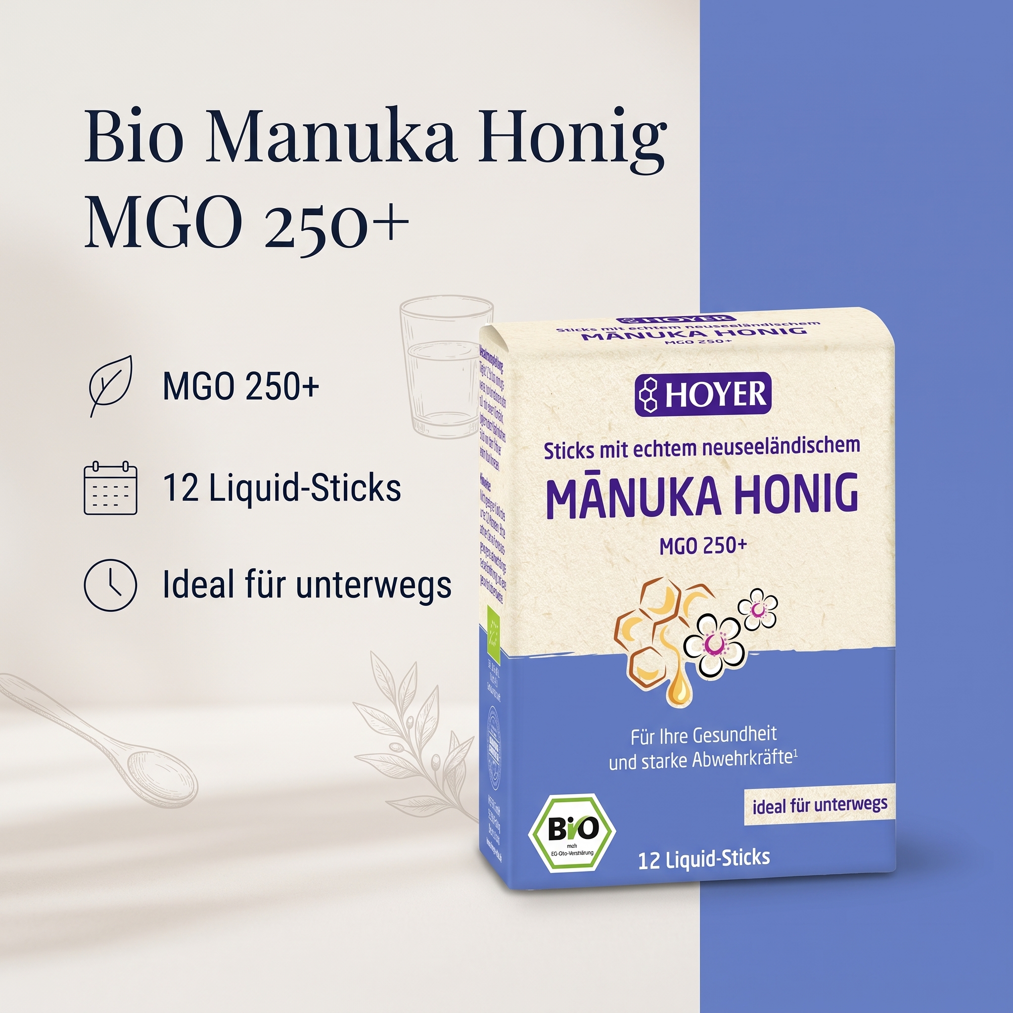 BIO Manukahonig Liquid-Sticks MGO 250+ active