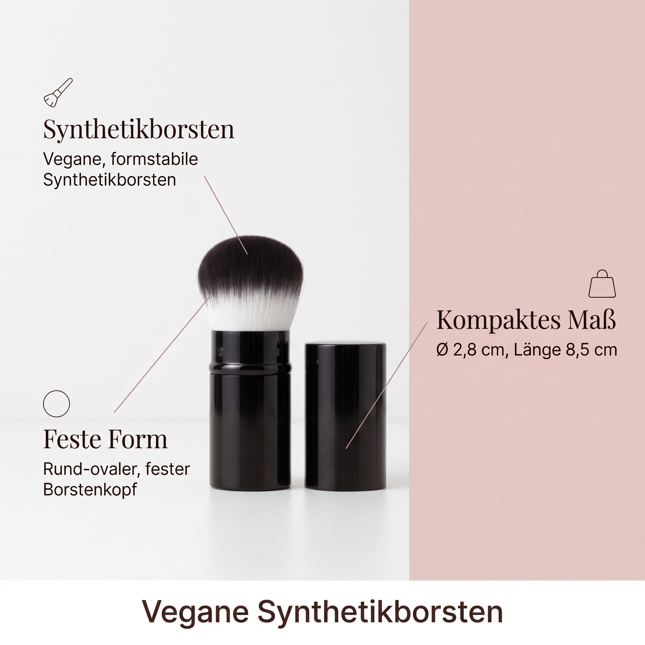 Taschen-Puder-Pinsel, schwarz, rund-oval-fest Taschen-Puder-Pinsel, schwarz, rund-oval-fest