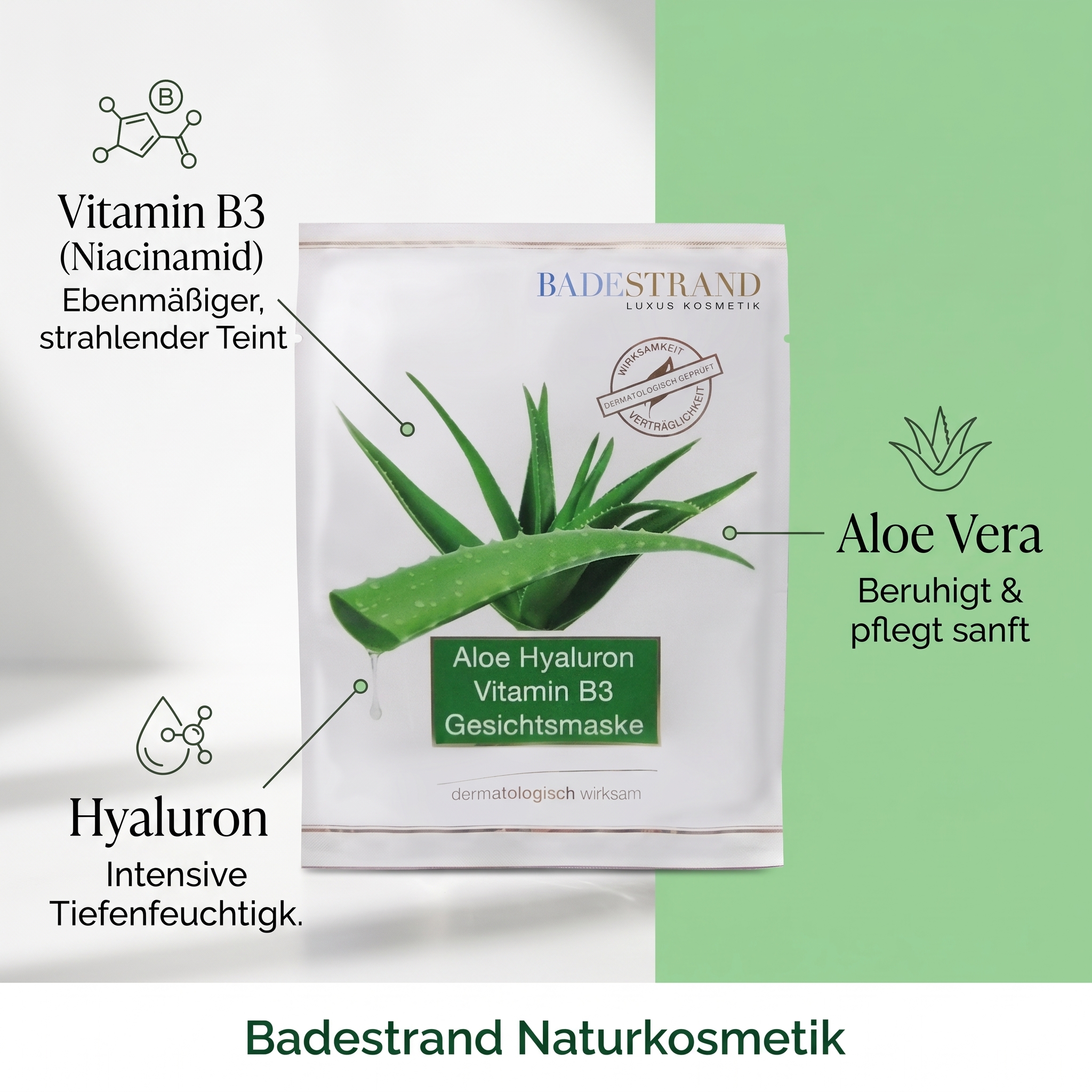 Aloe Hyaluron Vitamin B3 Vliesmaske