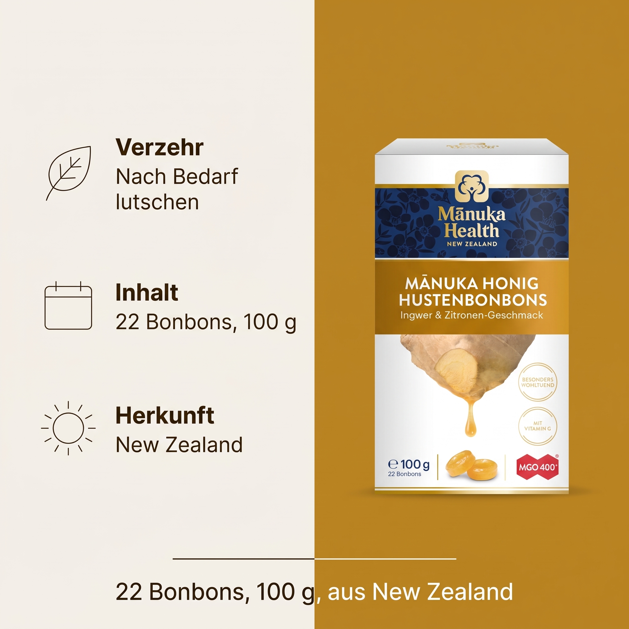 Hustenbonbons mit Manuka Honig + Ingwer + Zitrone