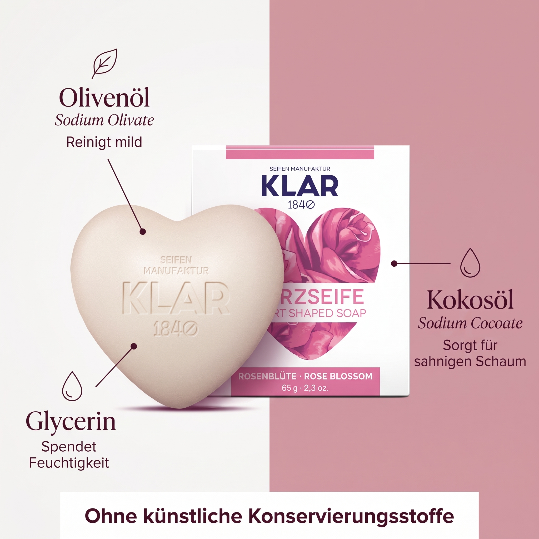 Klar´s Herzseife Rosenblüte