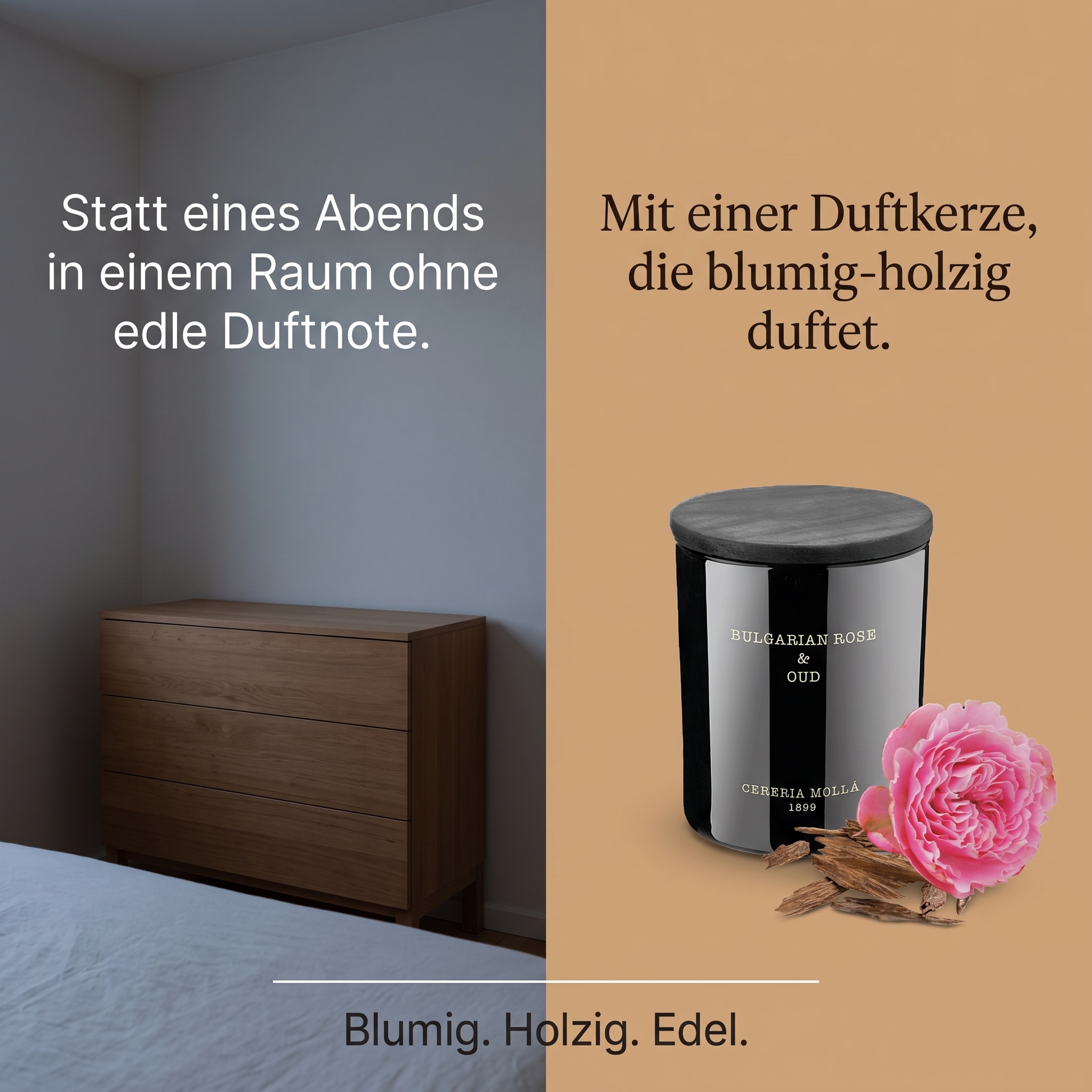 Duftkerze Bulgarische Rose & Oud