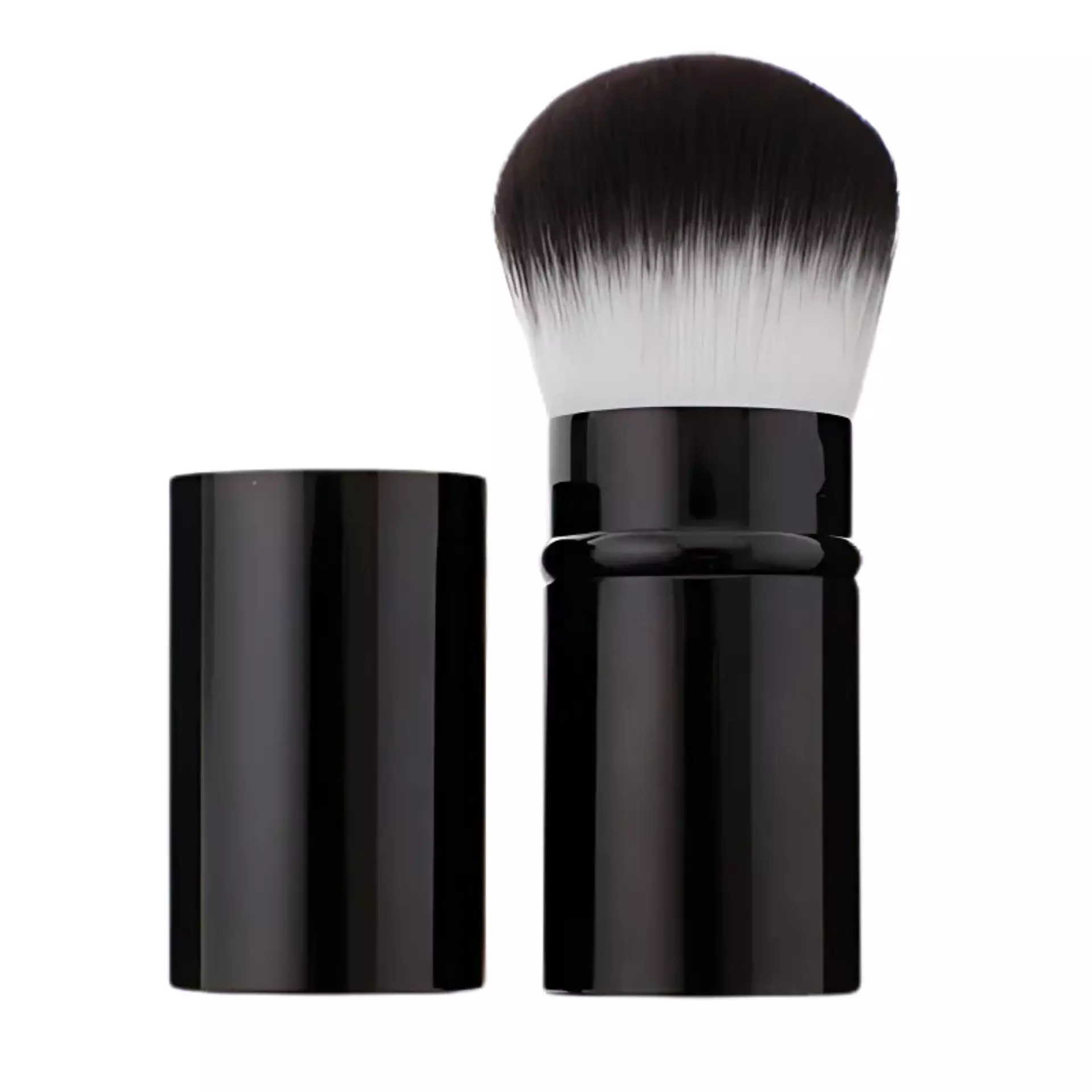 Taschen-Puder-Pinsel, schwarz, rund-oval-fest