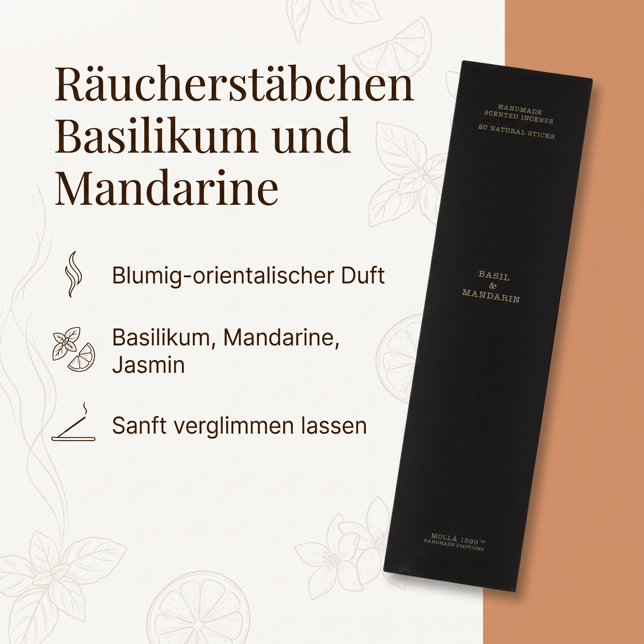 Räucherstäbchen Basilikum & Mandarine