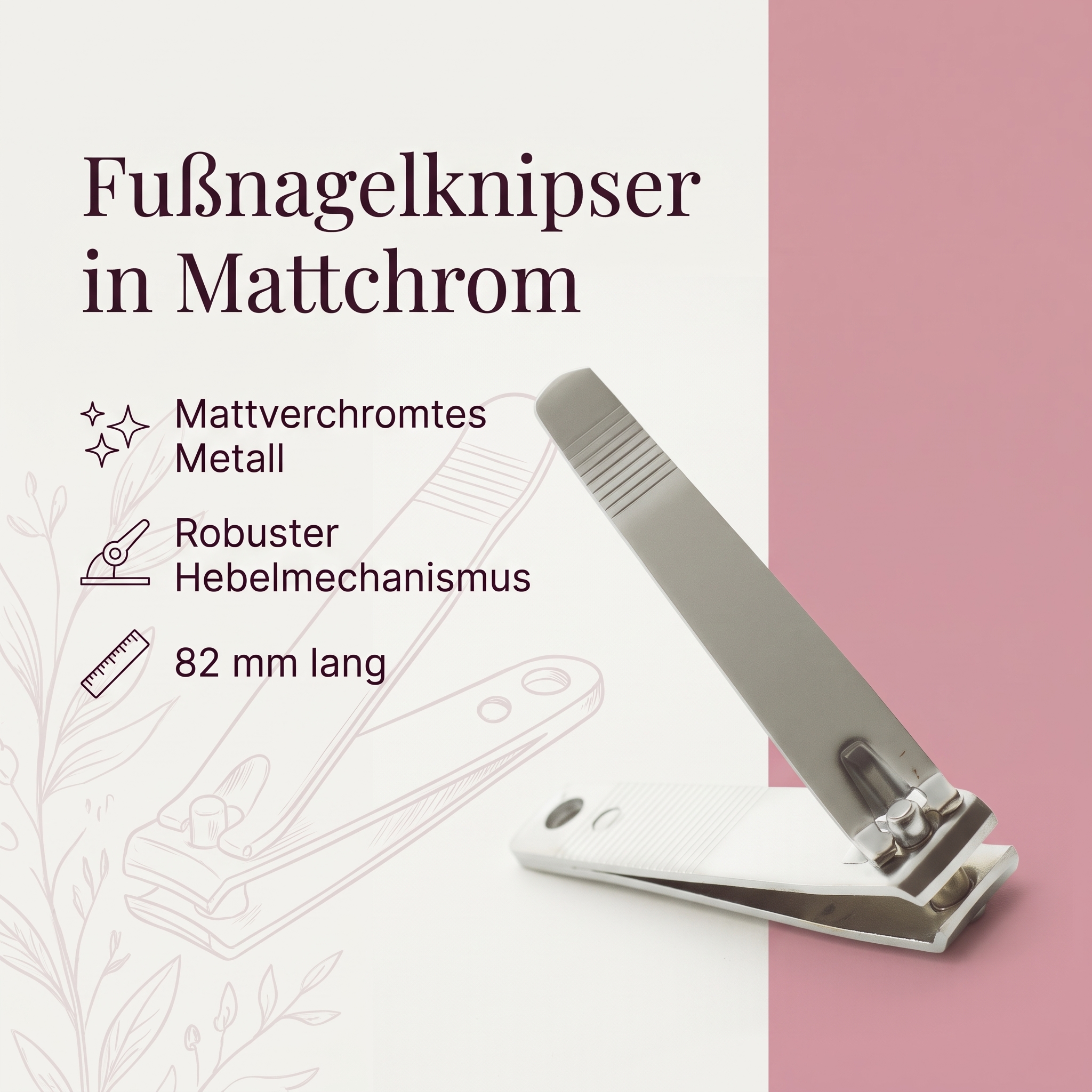 Fußnagelknipser mattchrom, 82mm 