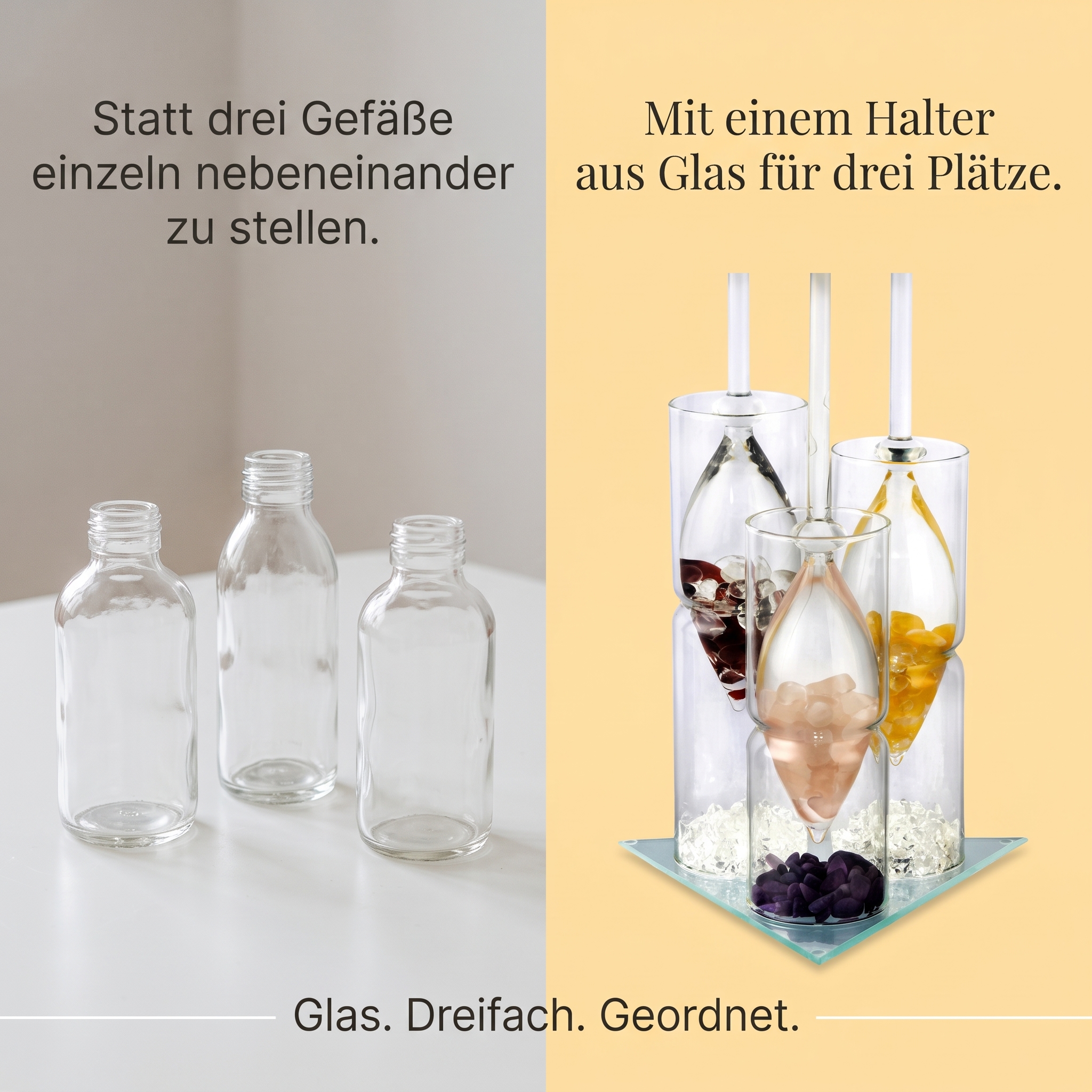 Halter 3-fach aus Glas 