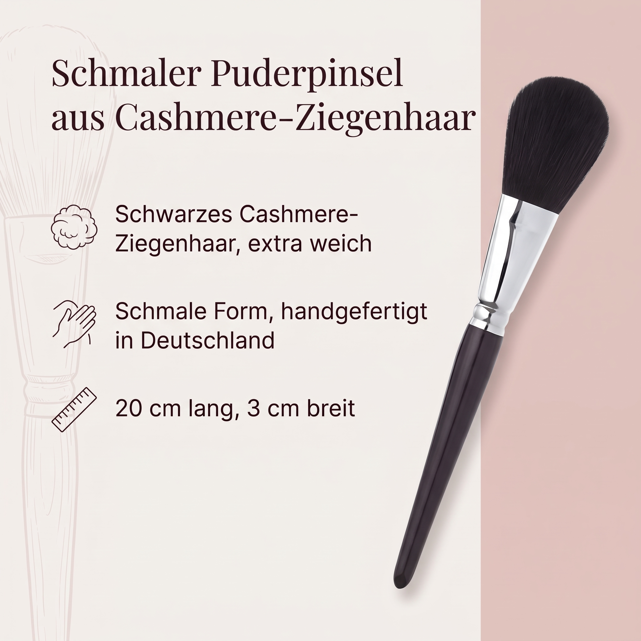 Puder-/Rougepinsel schmal aus Cashmere-Ziegenhaar Puder-/Rougepinsel schmal aus Cashmere-Ziegenhaar