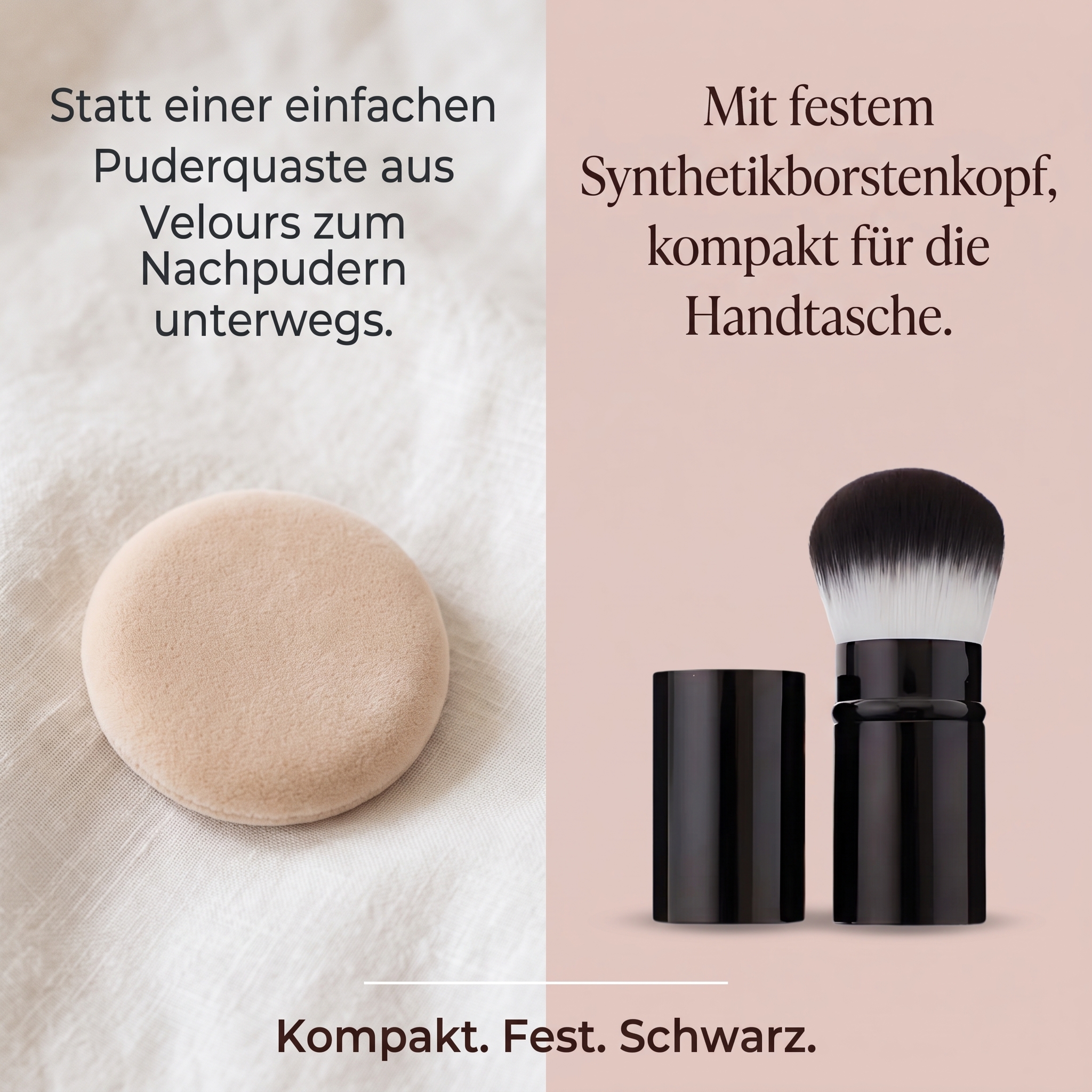Taschen-Puder-Pinsel, schwarz, rund-oval-fest Taschen-Puder-Pinsel, schwarz, rund-oval-fest